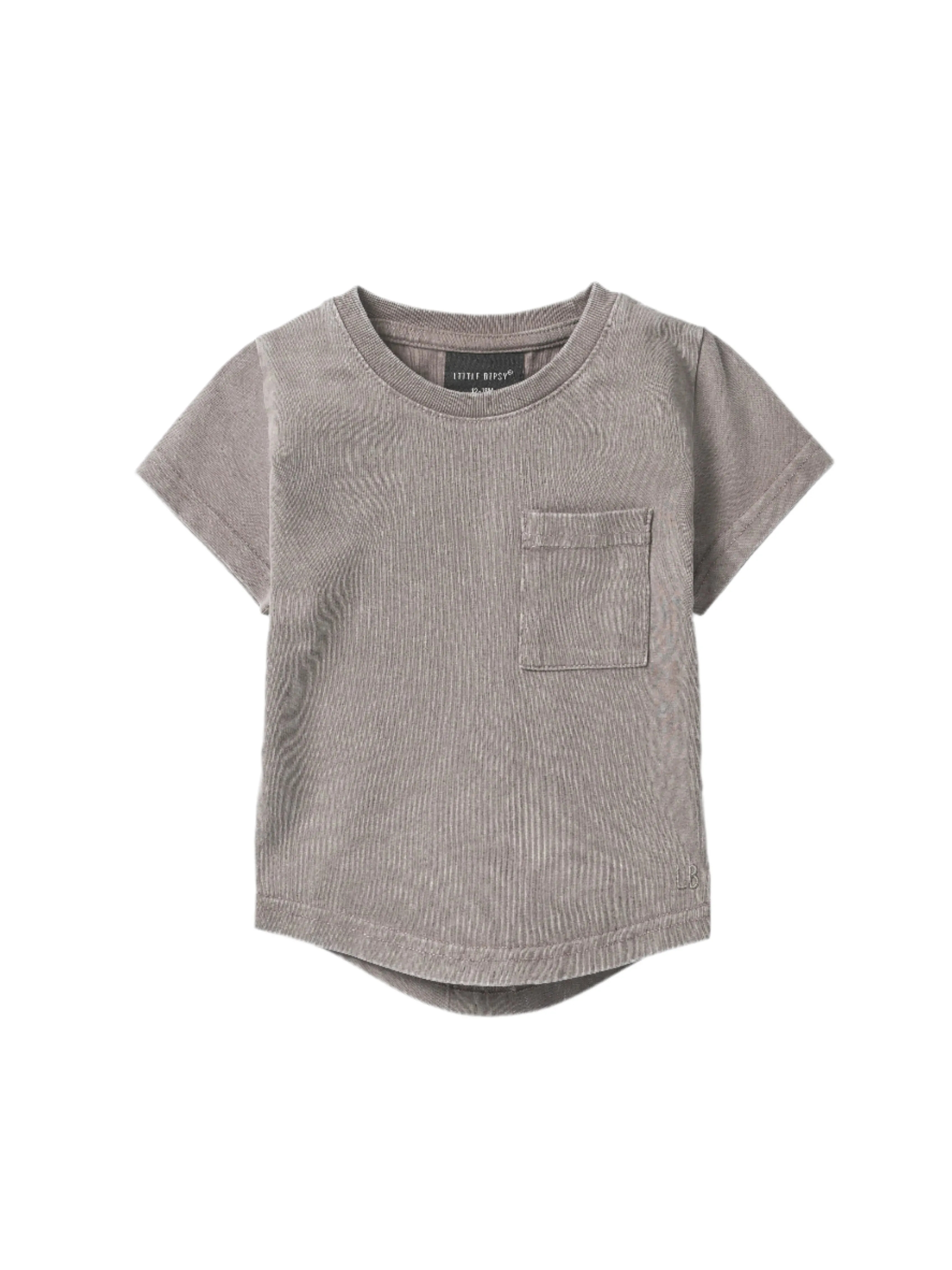 Acid Wash Pocket Tee - Grey,Kids