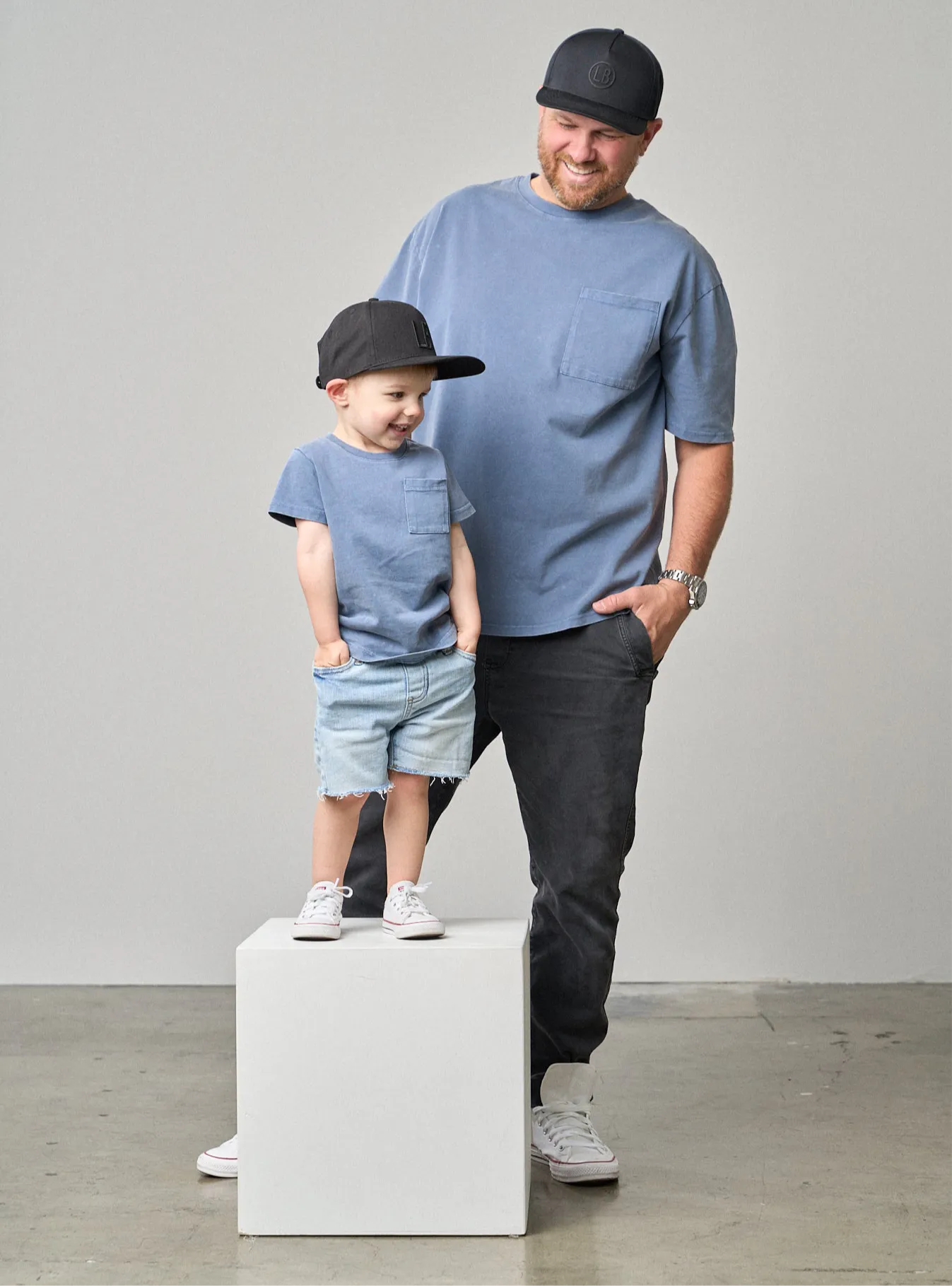 Acid Wash Pocket Tee - Navy,Kids