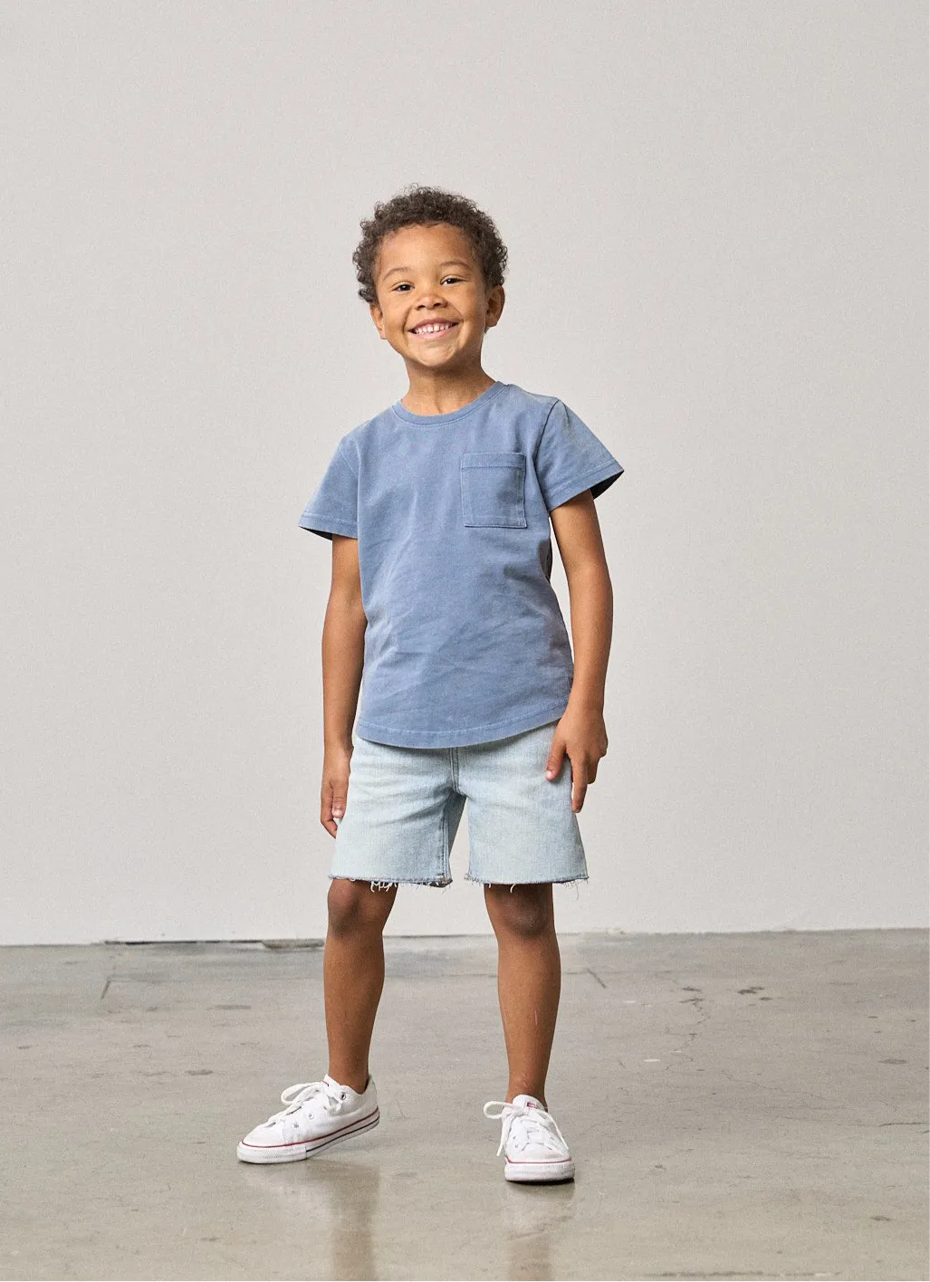 Acid Wash Pocket Tee - Navy,Kids