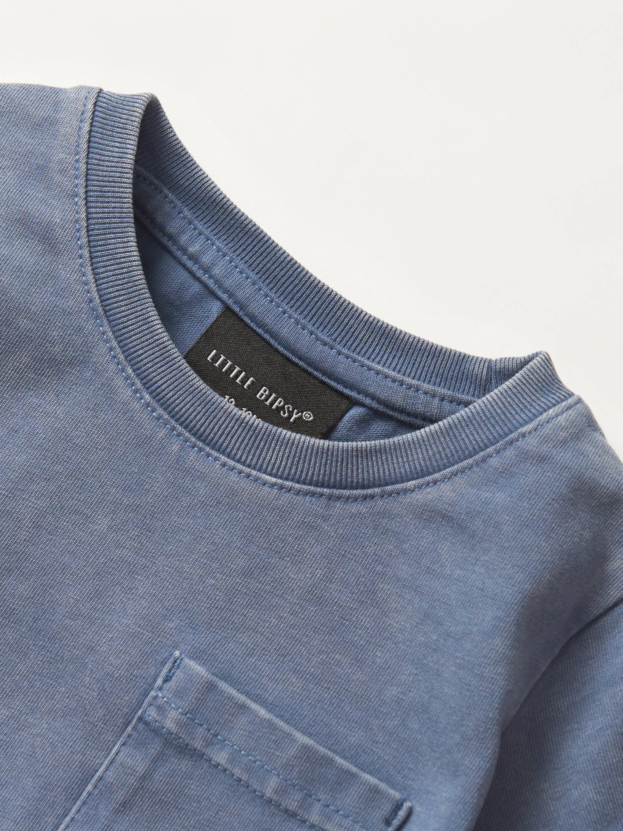 Acid Wash Pocket Tee - Navy,Kids