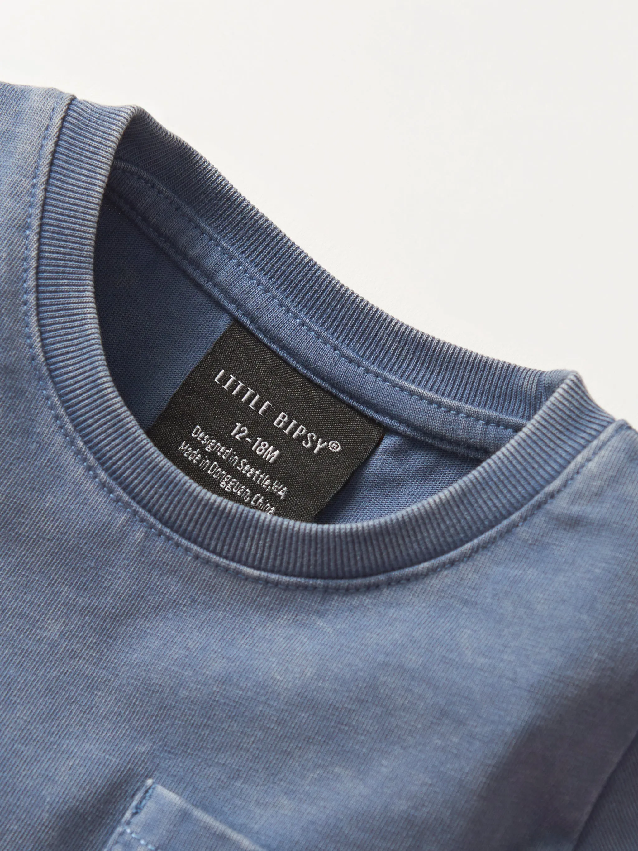 Acid Wash Pocket Tee - Navy,Kids