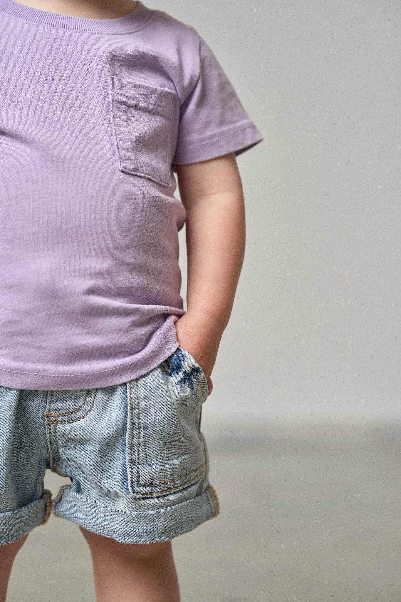Acid Wash Pocket Tee - Purple,Kids