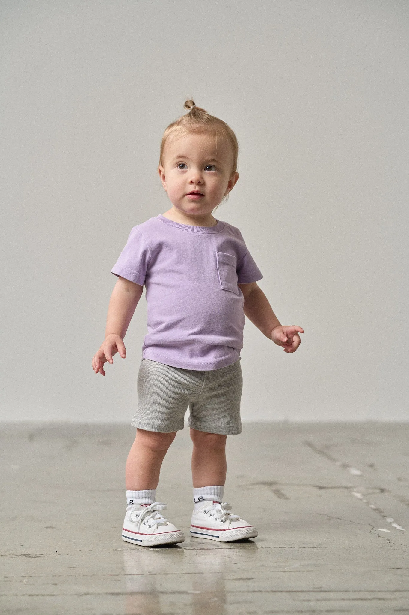 Acid Wash Pocket Tee - Purple,Kids