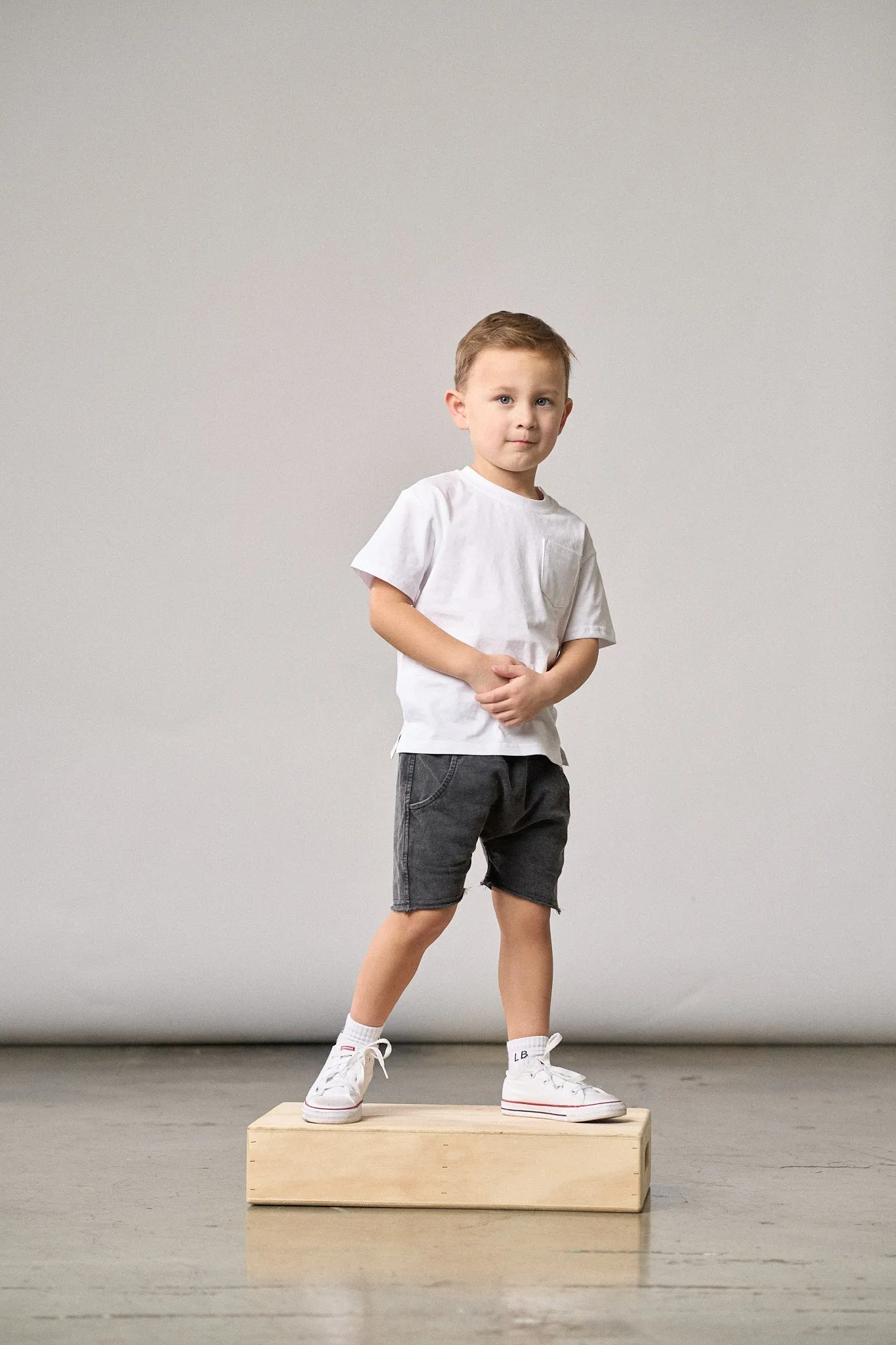 Acid Wash Raw Edge Harem Short - Black,Kids