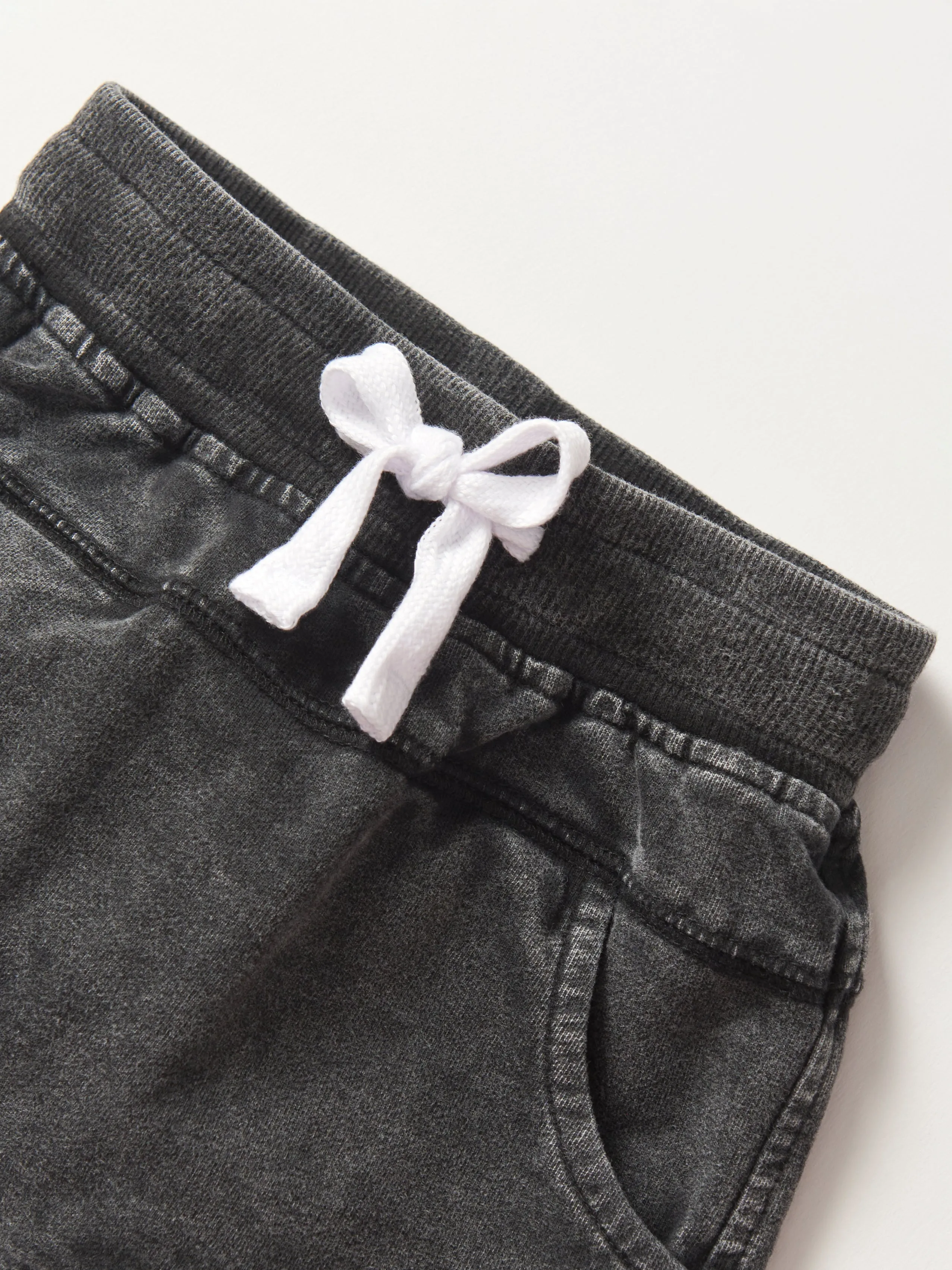 Acid Wash Raw Edge Harem Short - Black,Kids