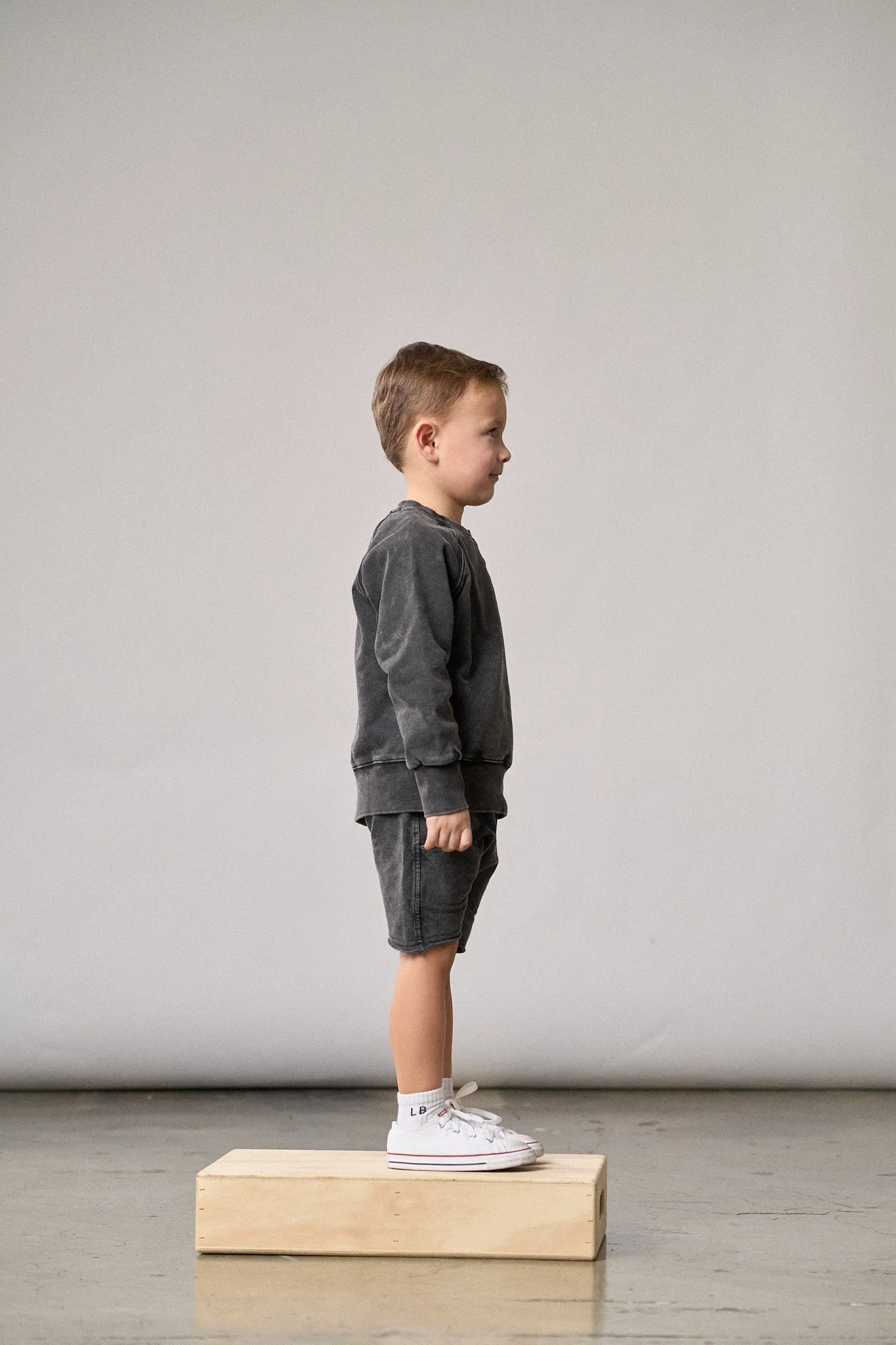 Acid Wash Raw Edge Harem Short - Black,Kids