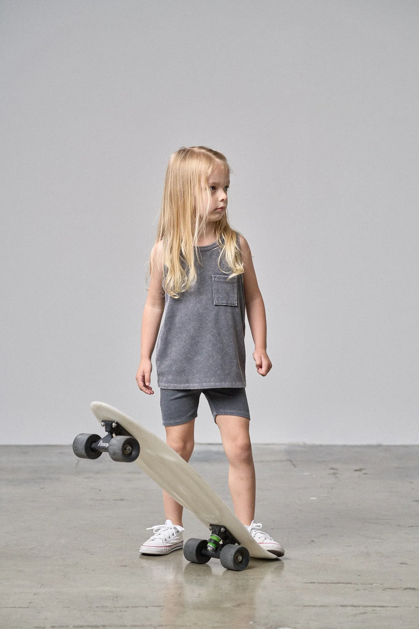 Acid Wash Ribbed Short - Black,Kids
