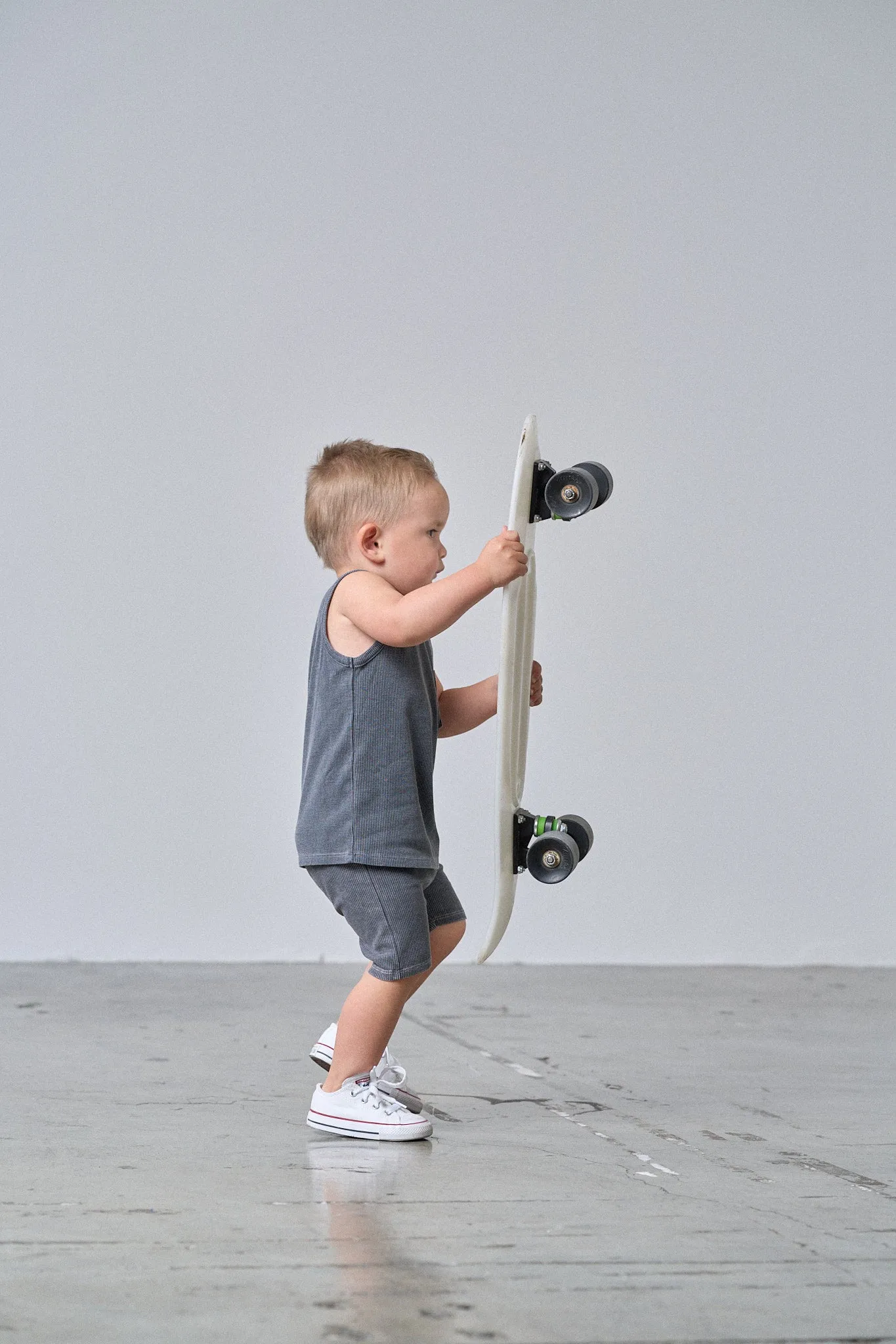 Acid Wash Ribbed Short - Black,Kids