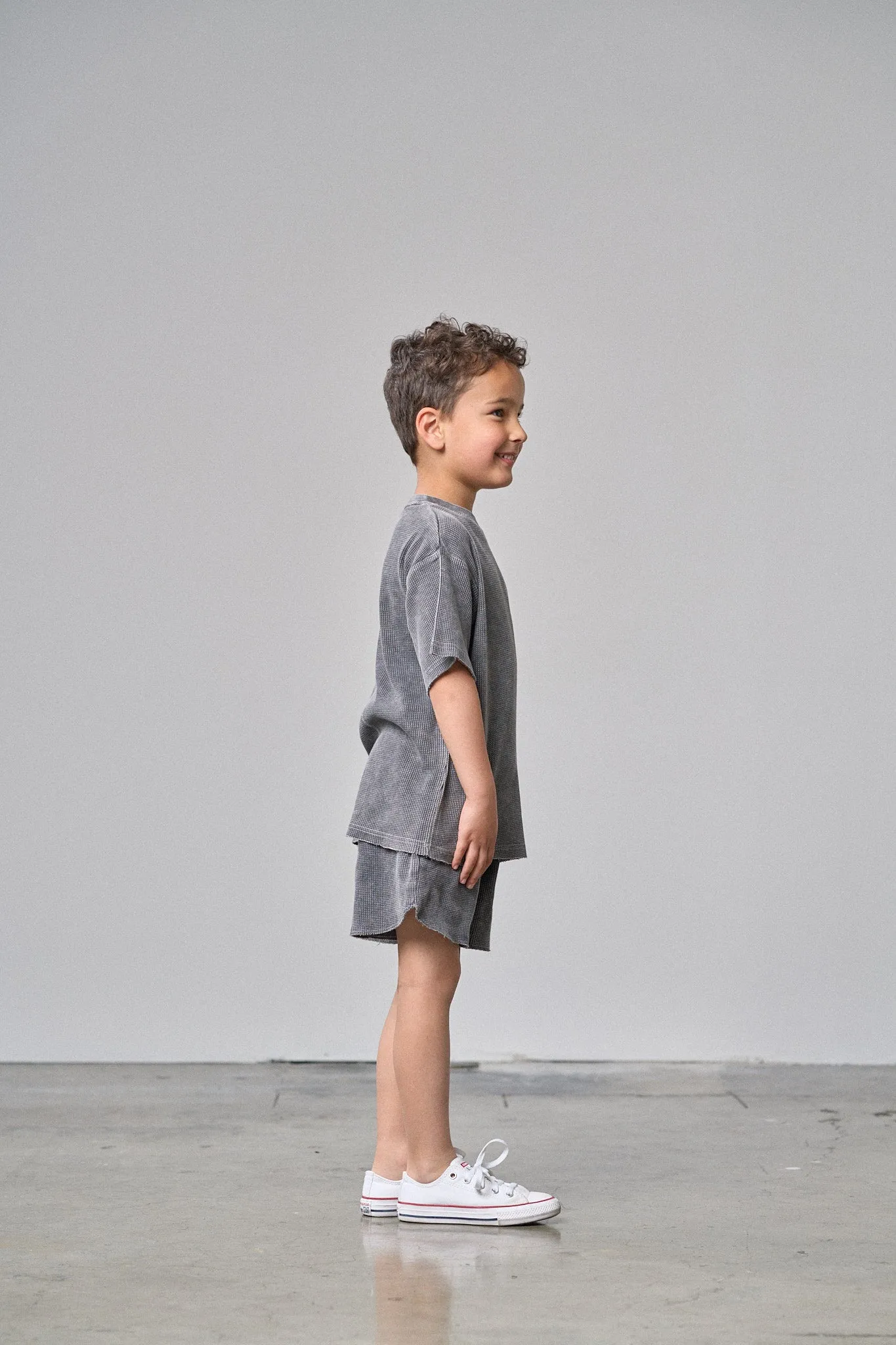 Acid Wash Waffle Short - Black,Kids