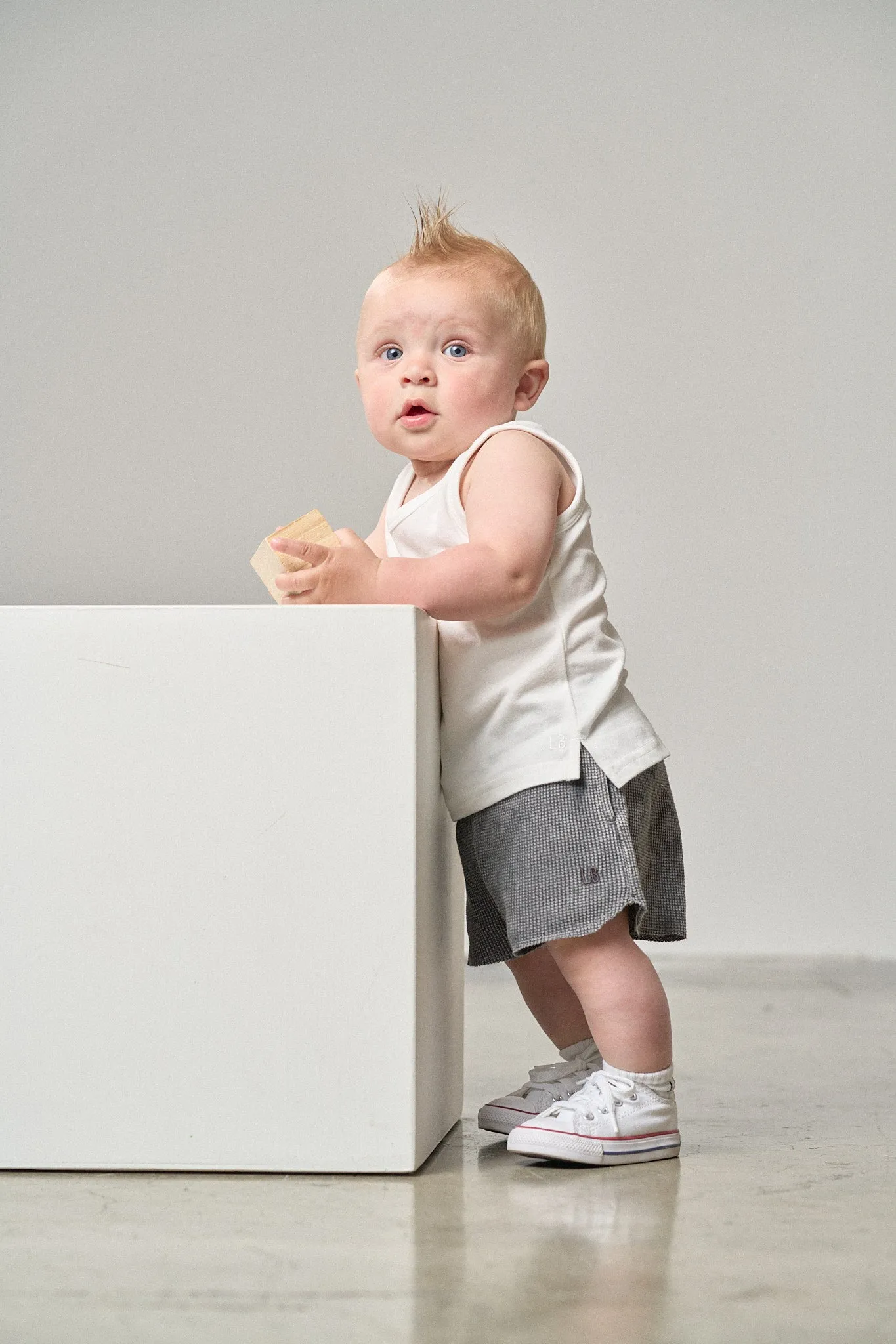Acid Wash Waffle Short - Black,Kids