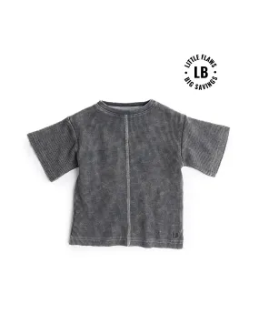 Acid Wash Waffle Tee - Black,Kids