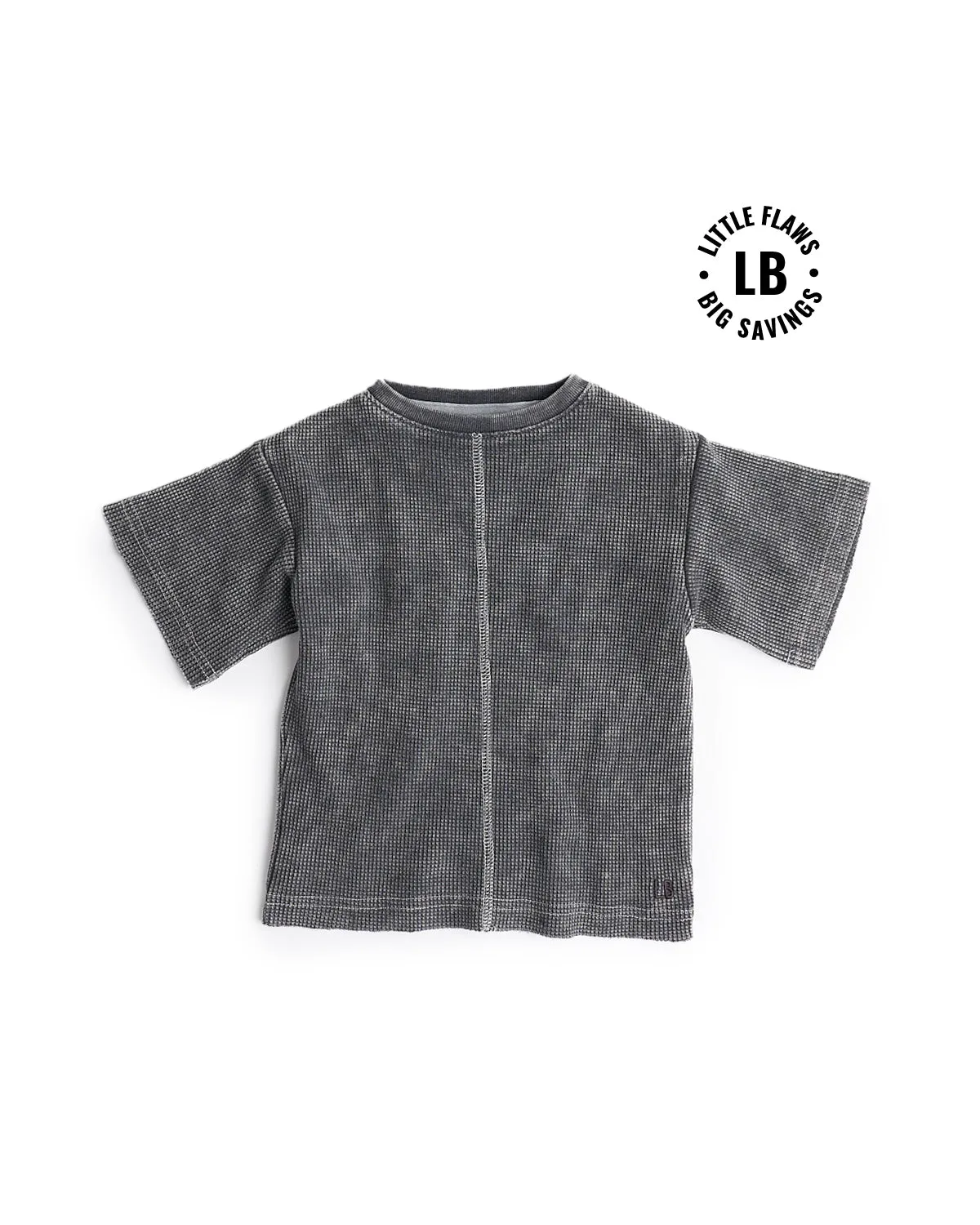 Acid Wash Waffle Tee - Black,Kids