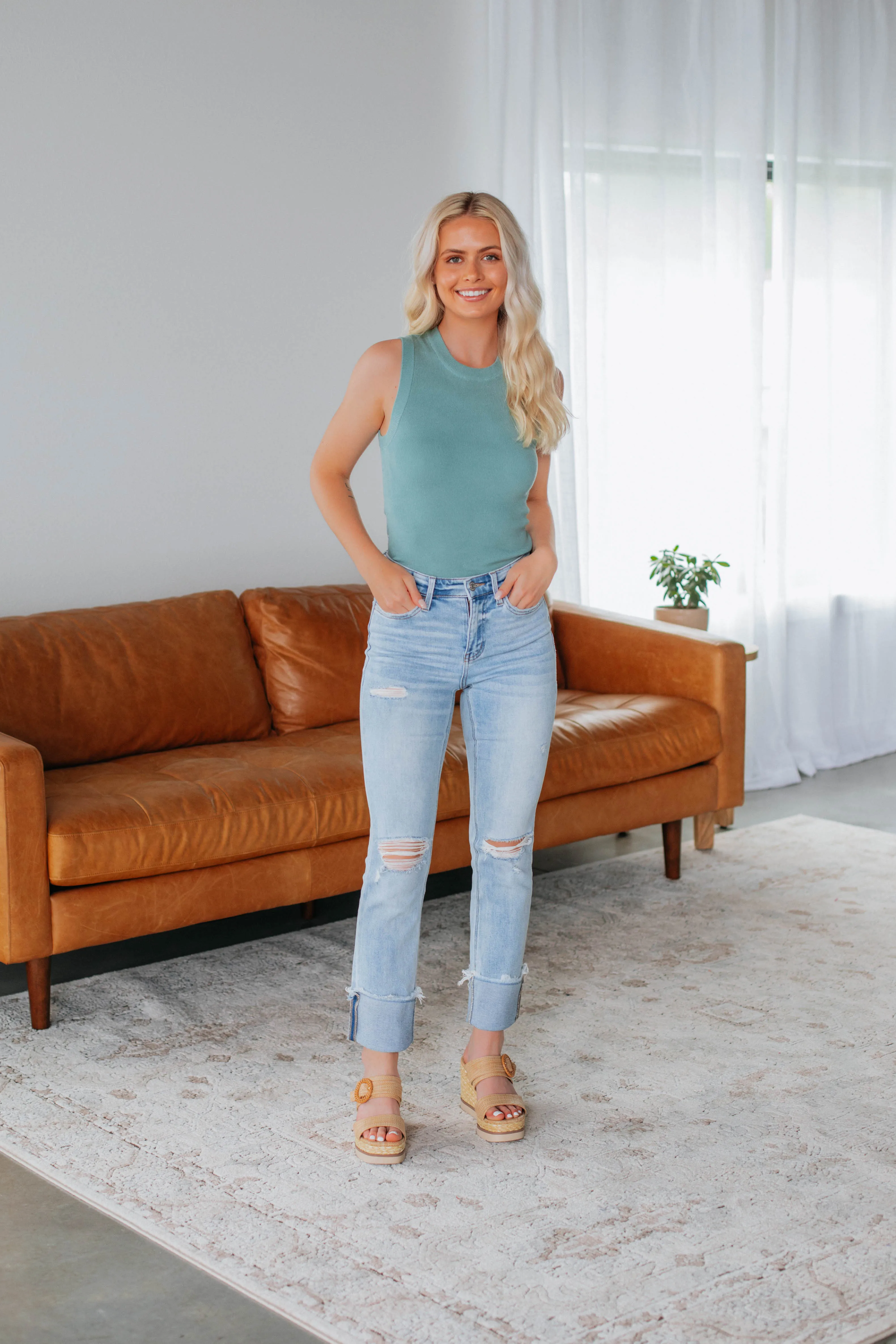 Adrianna Knit Tank - Jade,Women Tank