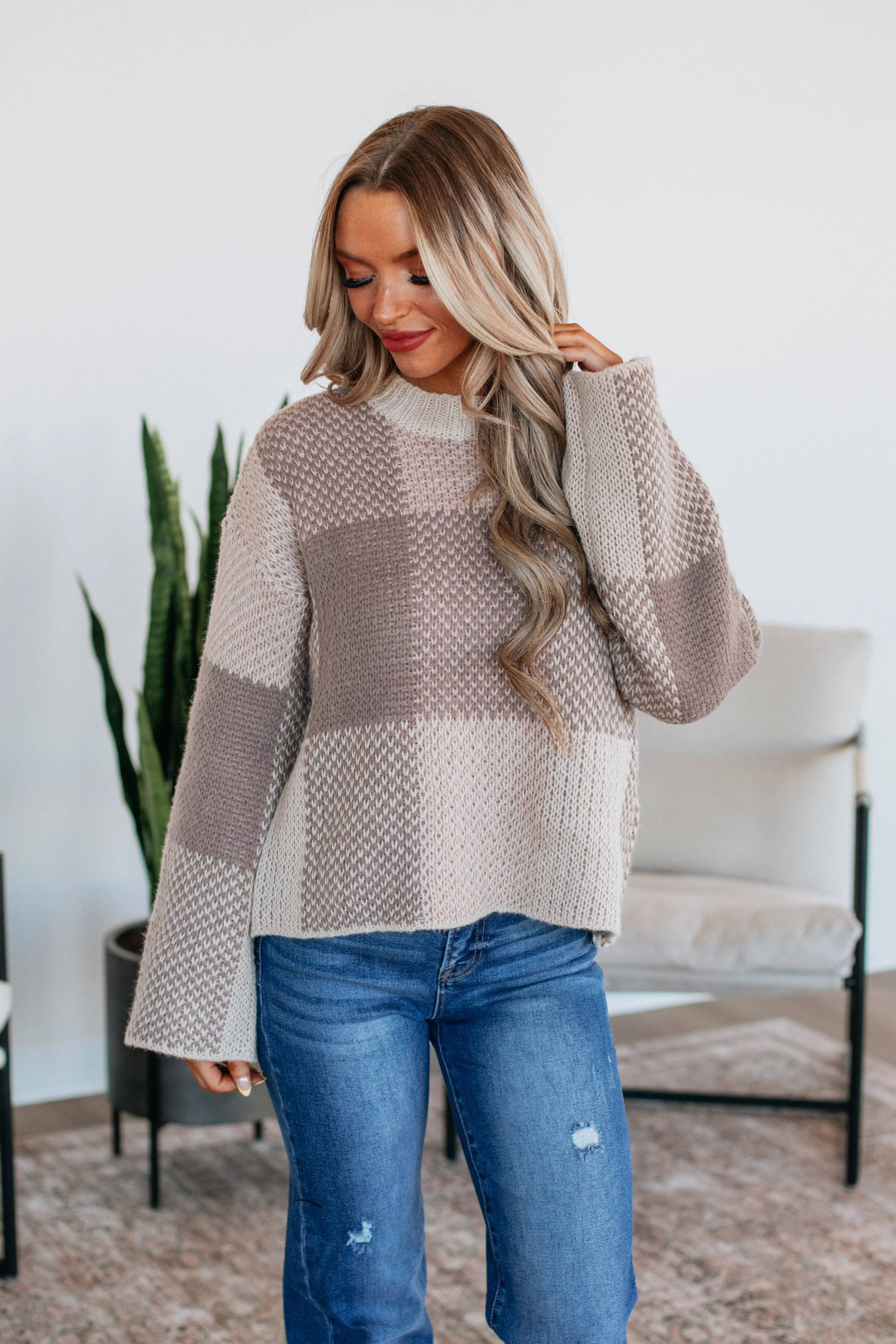 Amabel Checkered Sweater,Women Sweater