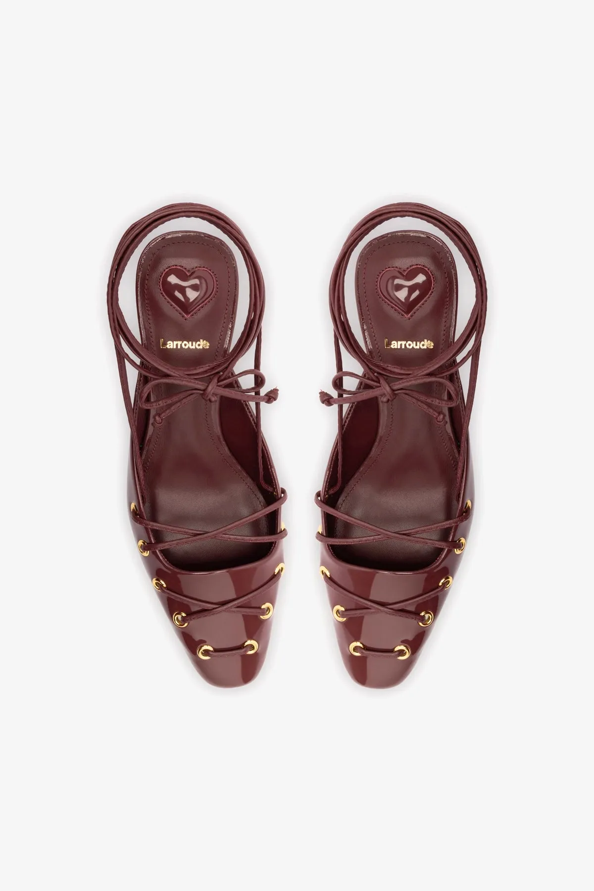 Amal Lace Up Pump In Burgundy Leather,Women Heel
