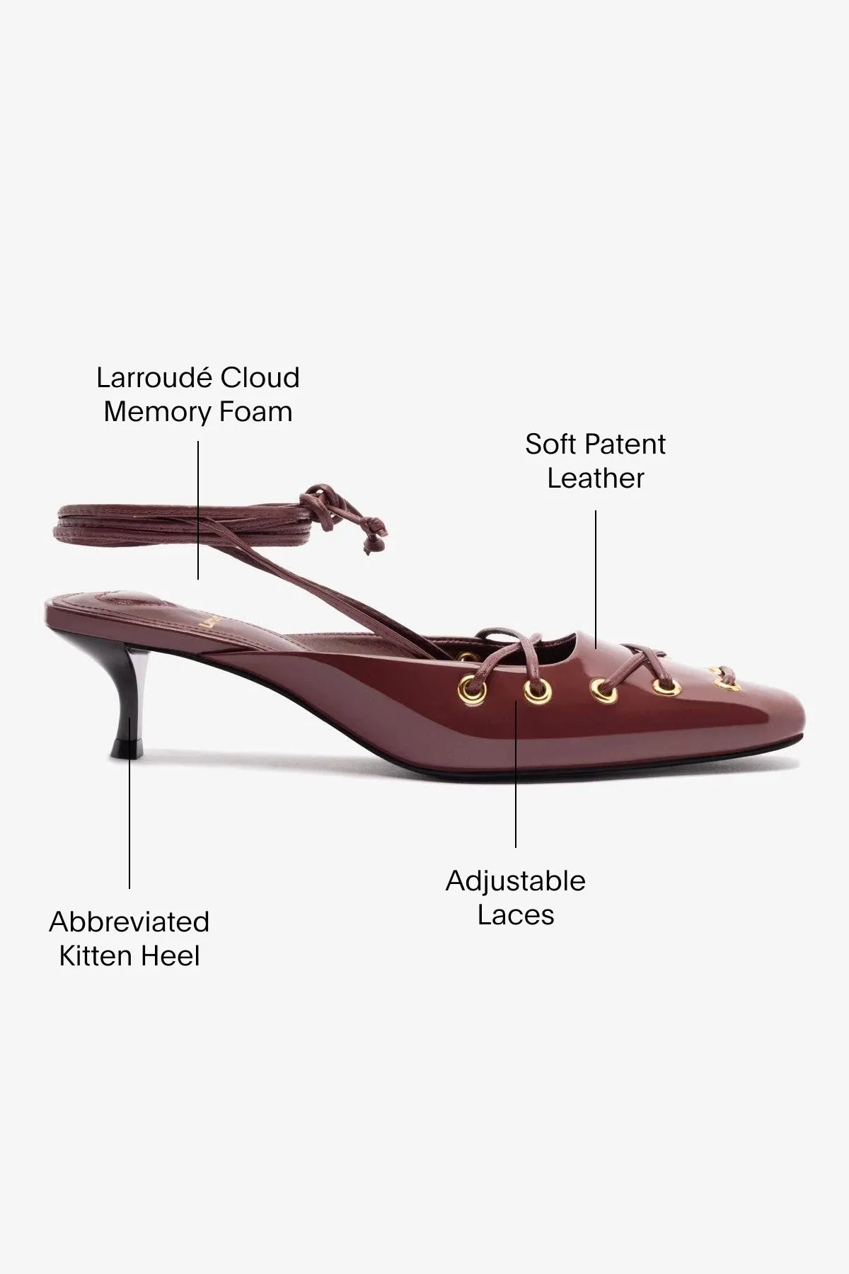 Amal Lace Up Pump In Burgundy Leather,Women Heel