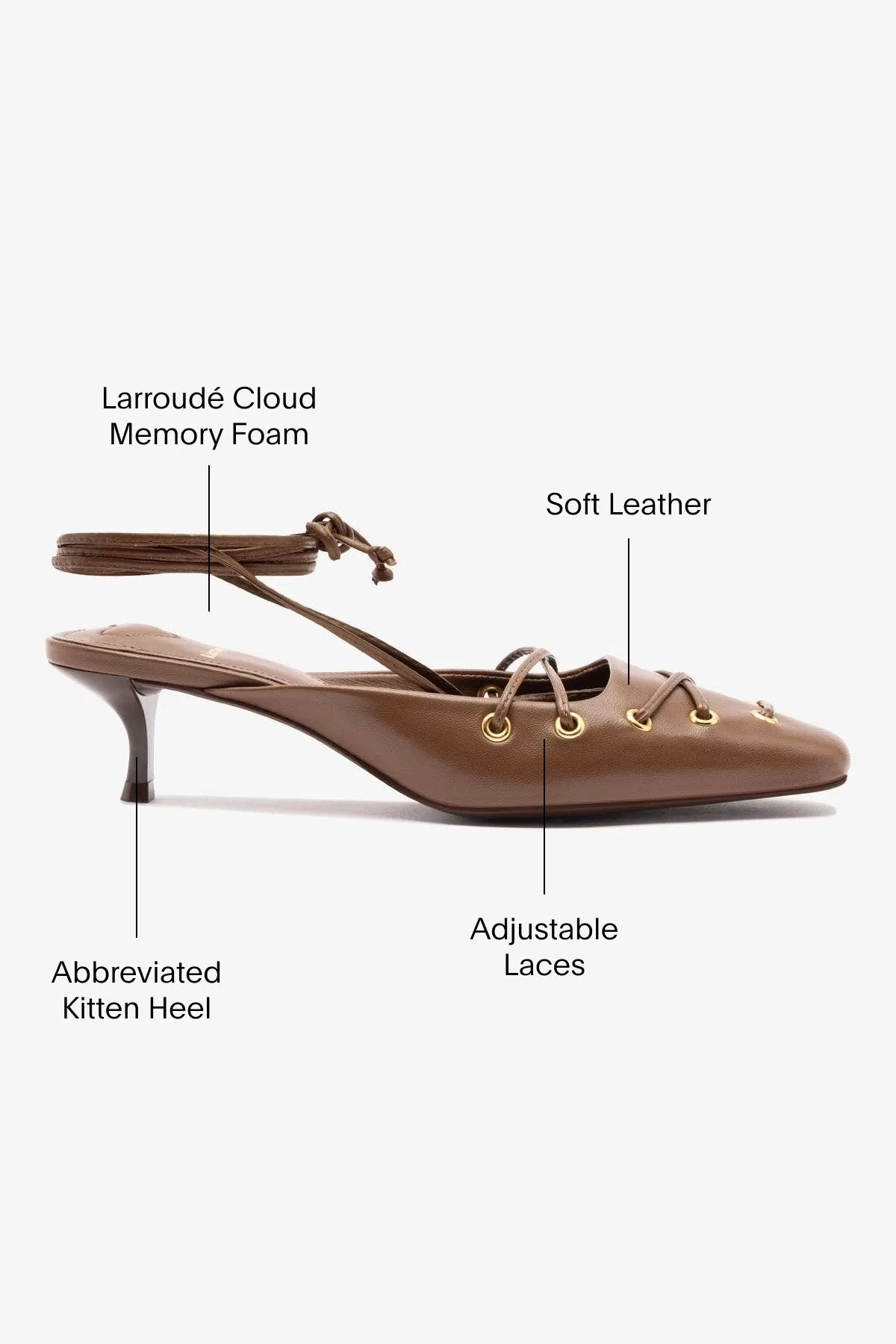 Amal Lace Up Pump In Burnt Umber Leather,Women Heel
