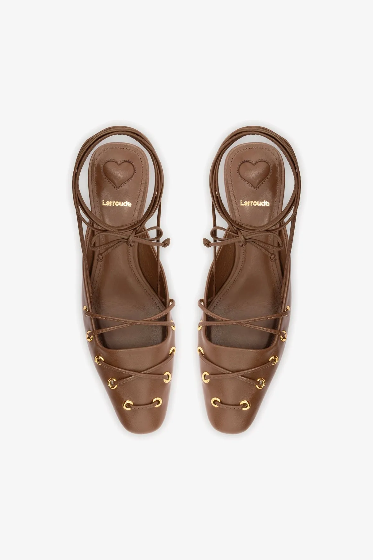 Amal Lace Up Pump In Burnt Umber Leather,Women Heel