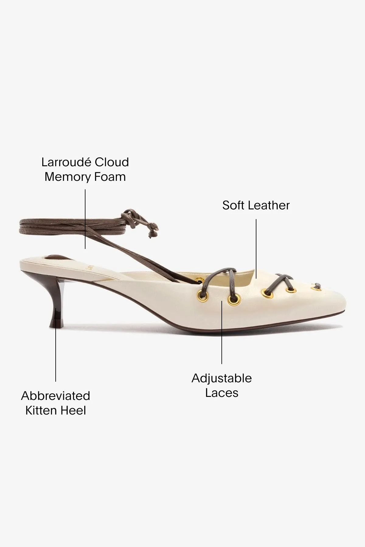 Amal Lace Up Pump In Ivory Leather,Women Heel