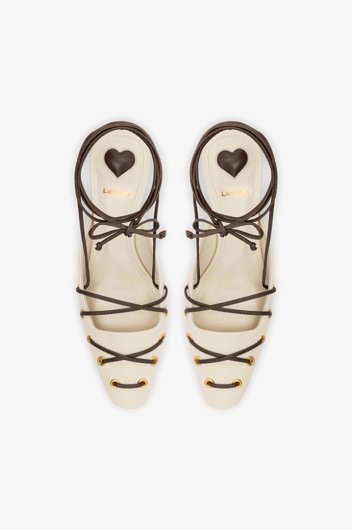 Amal Lace Up Pump In Ivory Leather,Women Heel