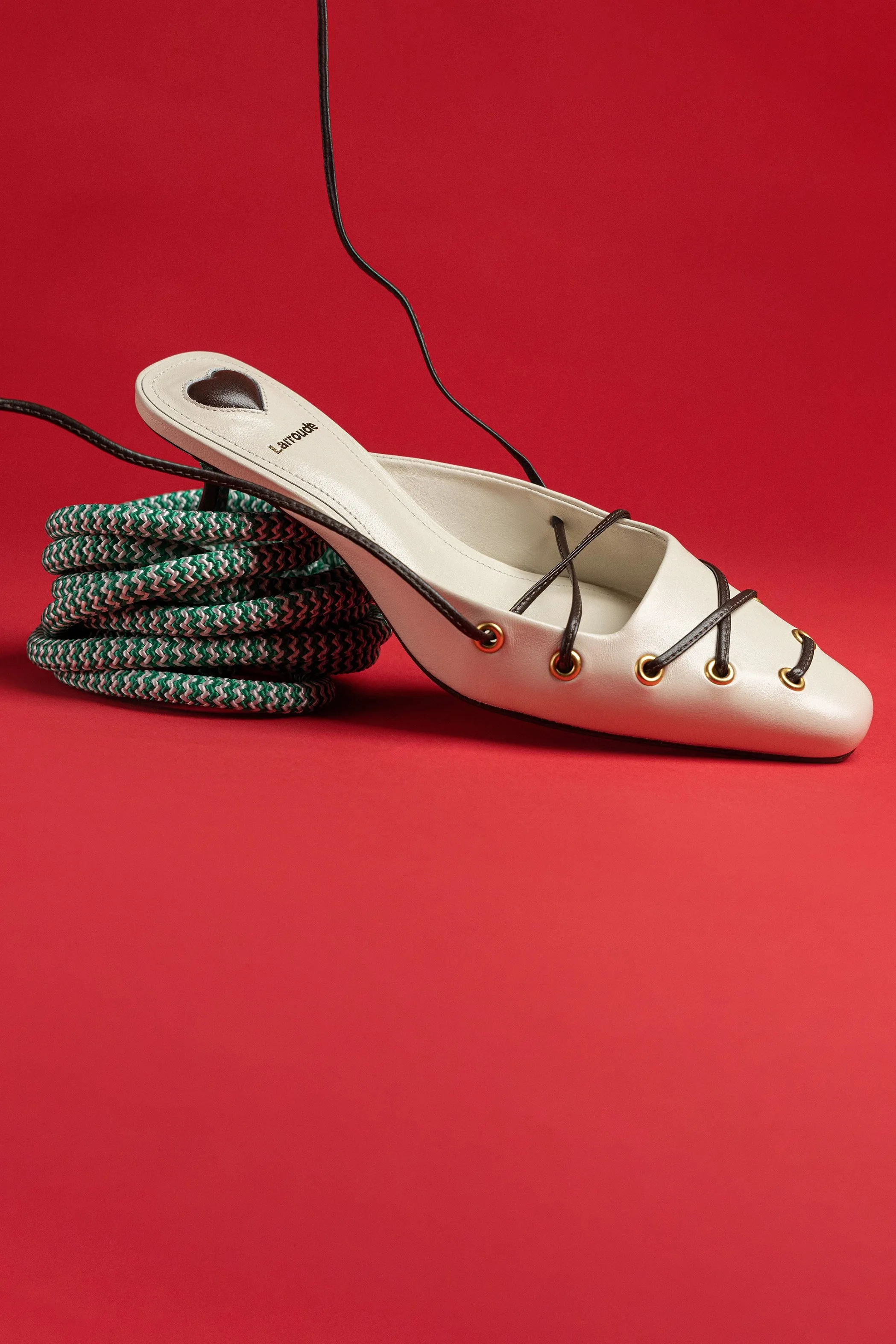 Amal Lace Up Pump In Ivory Leather,Women Heel
