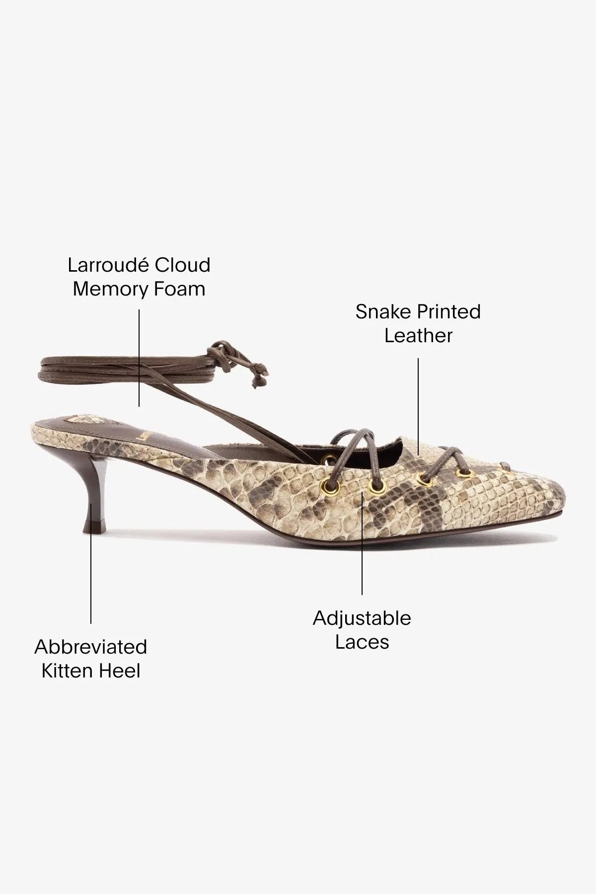 Amal Lace Up Pump In Neutral Printed Snake,Women Heel