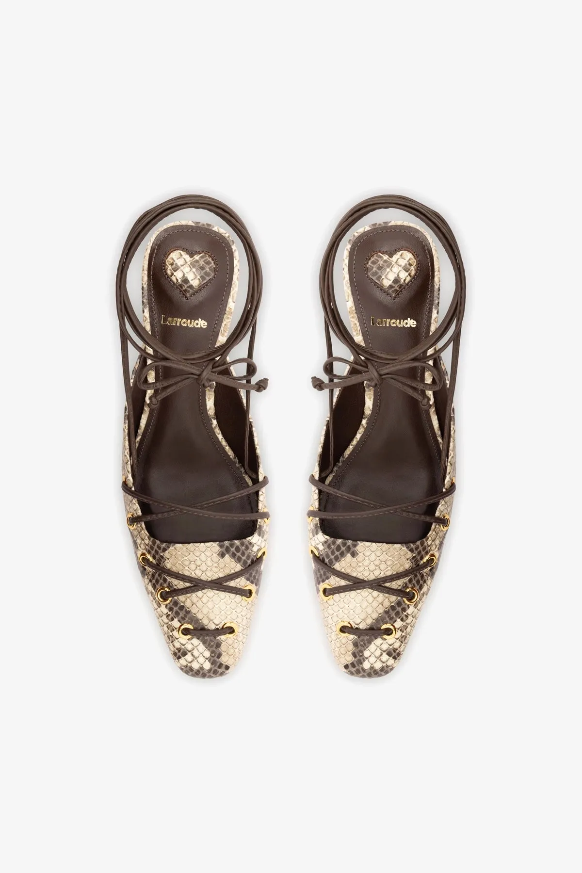 Amal Lace Up Pump In Neutral Printed Snake,Women Heel