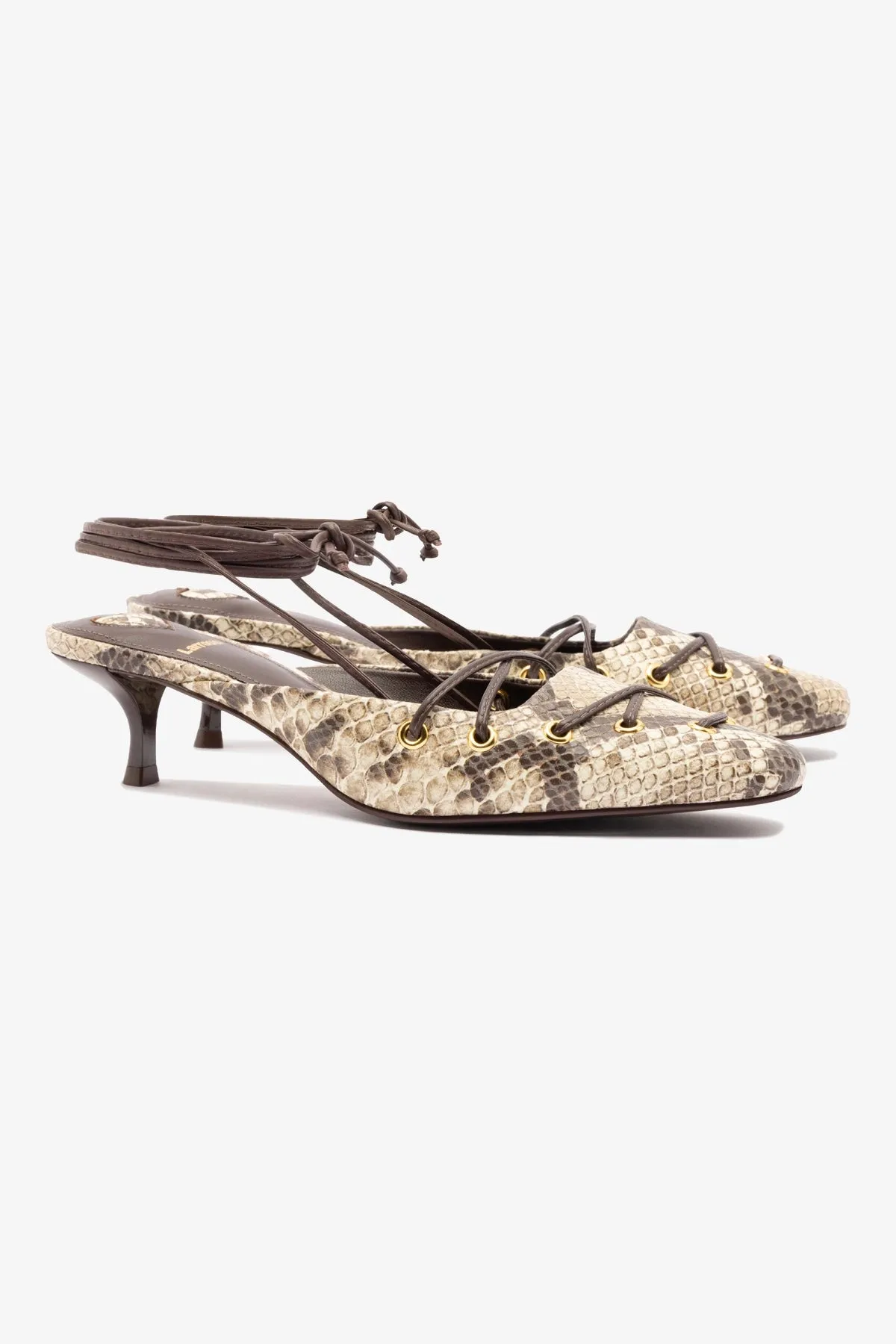 Amal Lace Up Pump In Neutral Printed Snake,Women Heel