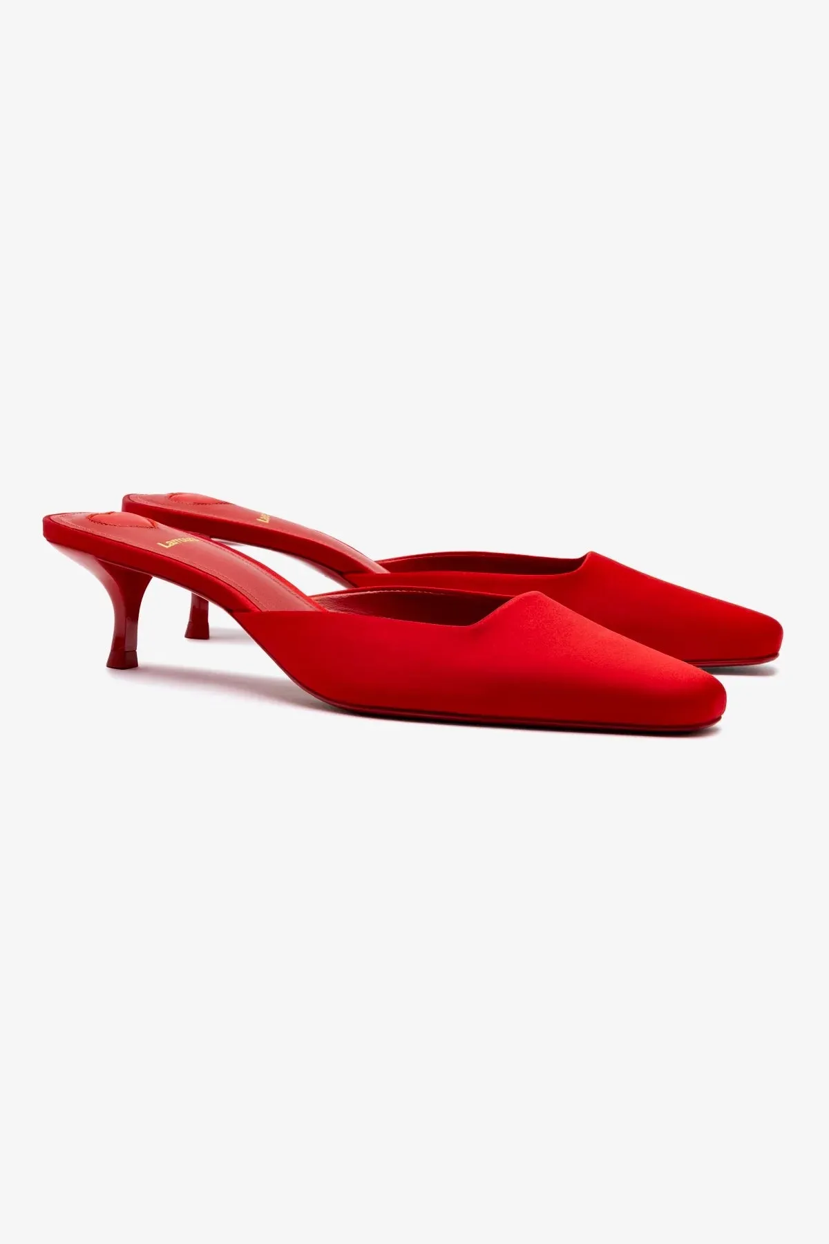 Amal Mule In Cherry Satin,Women Heel