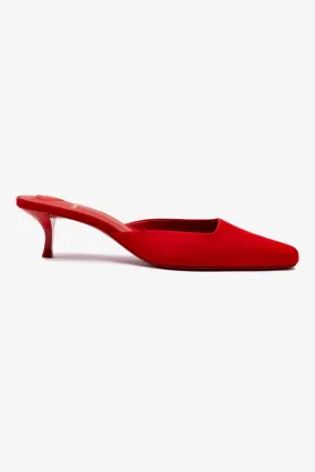 Amal Mule In Cherry Satin,Women Heel