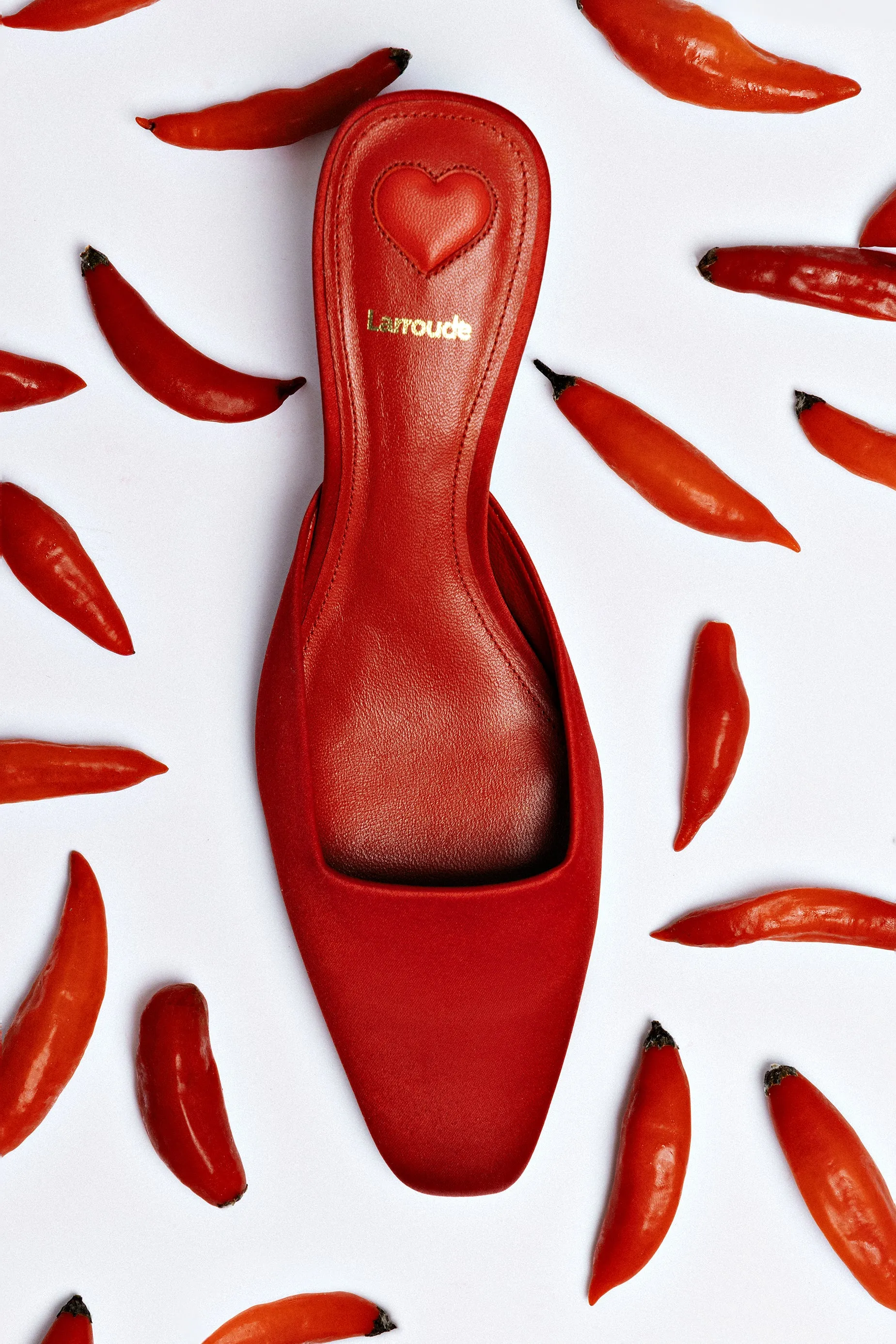 Amal Mule In Cherry Satin,Women Heel
