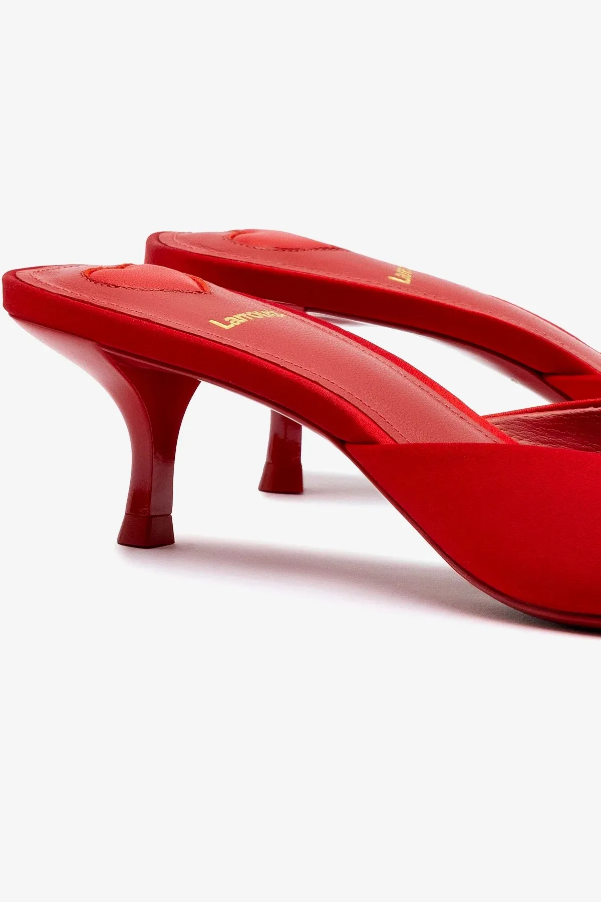 Amal Mule In Cherry Satin,Women Heel