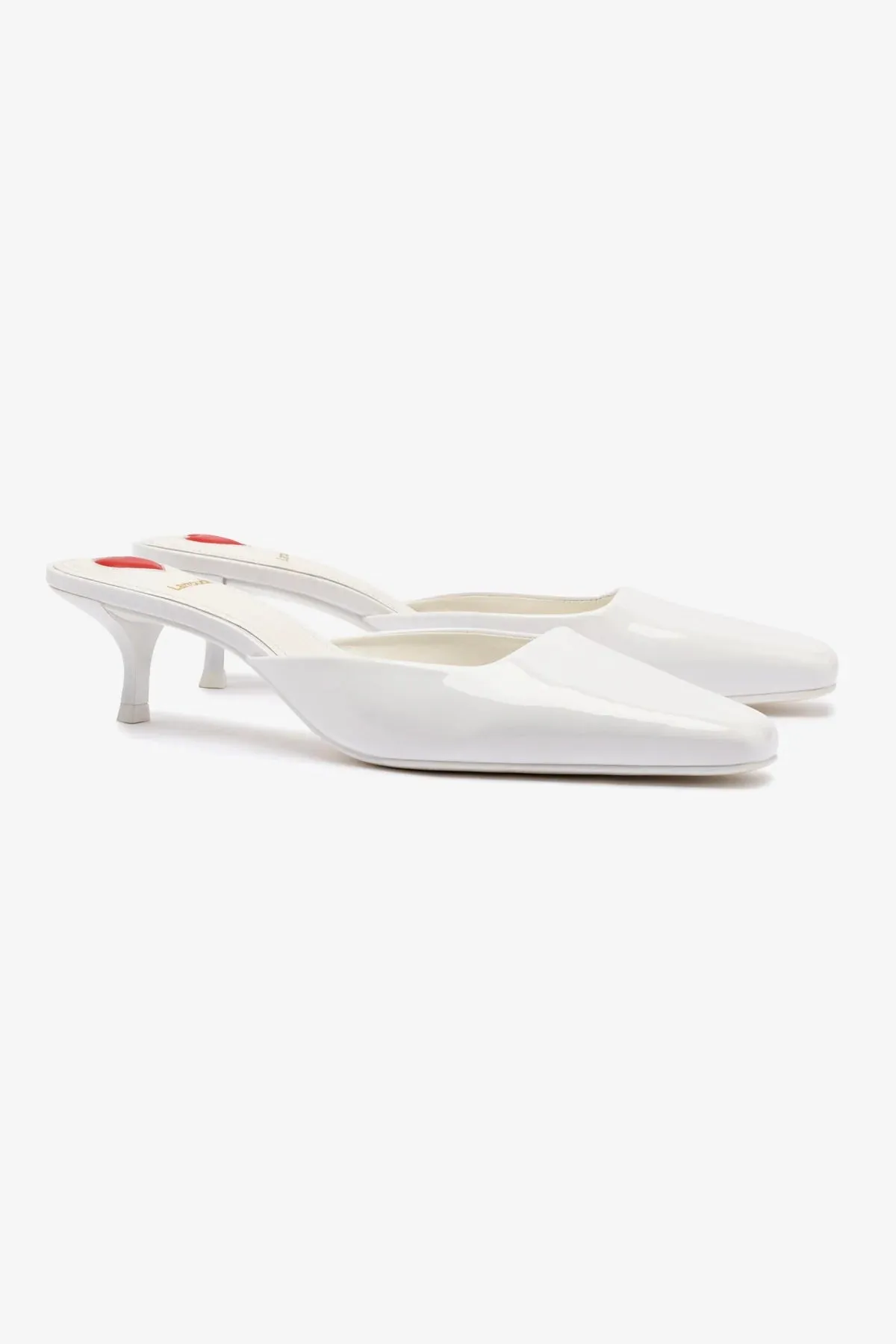 Amal Mule In White Patent Leather,Women Heel