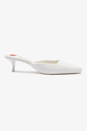 Amal Mule In White Patent Leather,Women Heel