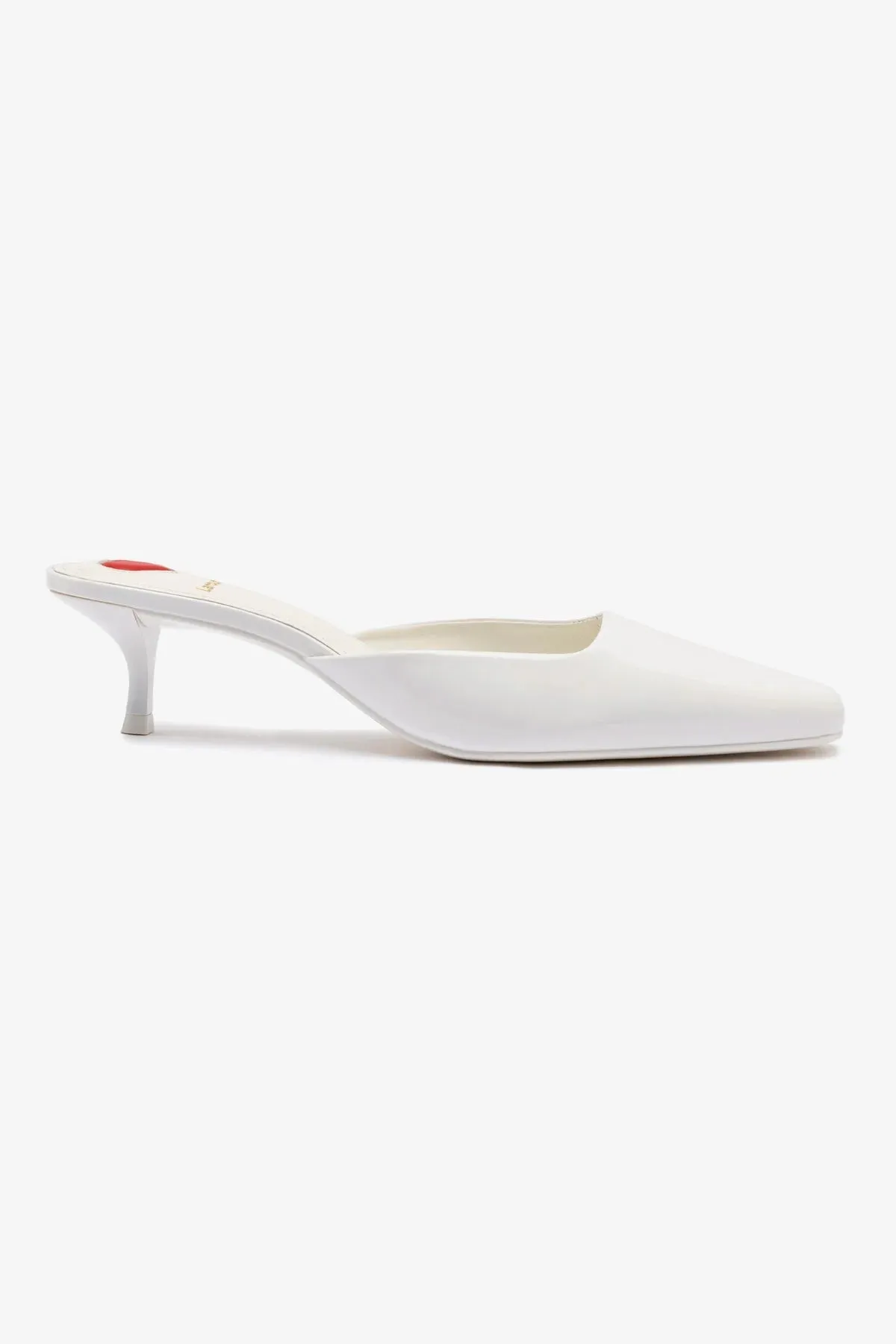 Amal Mule In White Patent Leather,Women Heel