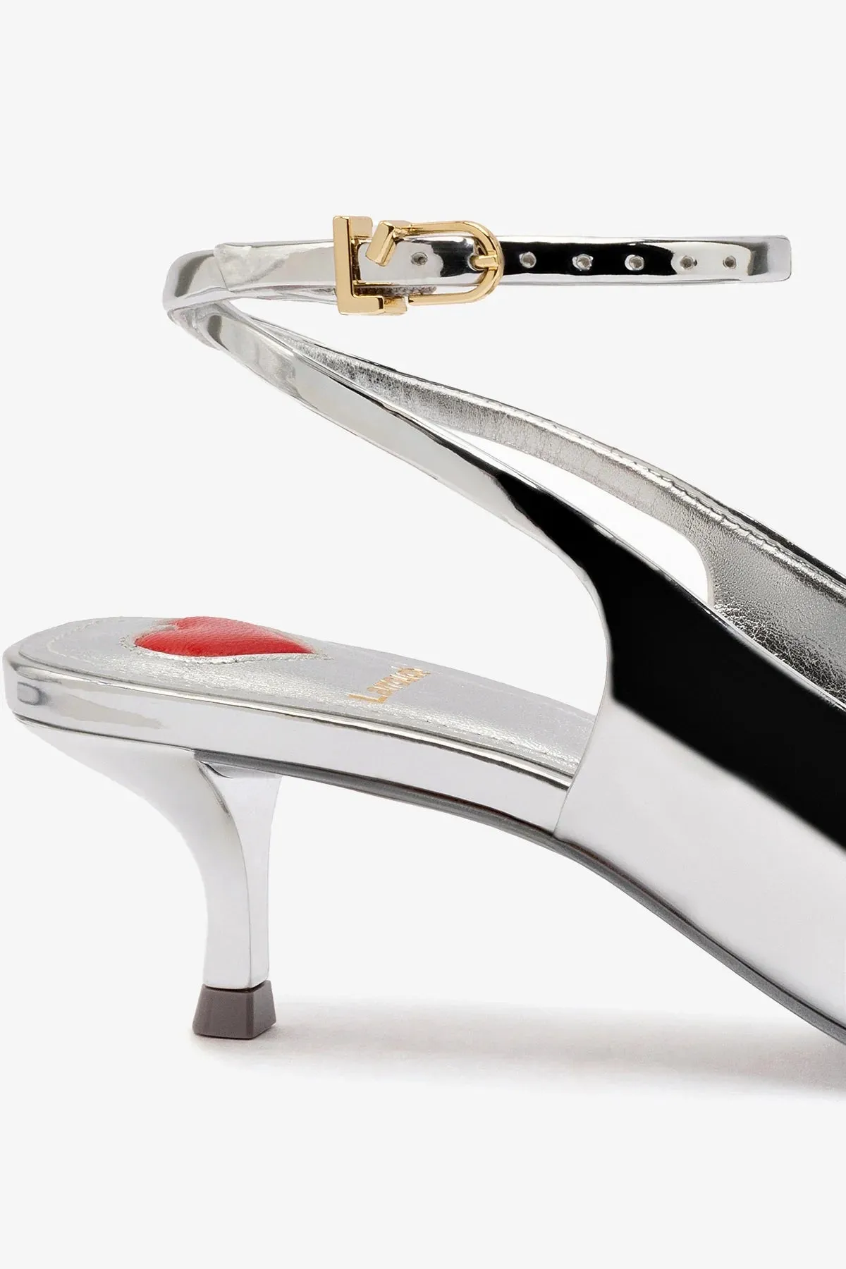Amal Pump In Silver Specchio,Women Heel