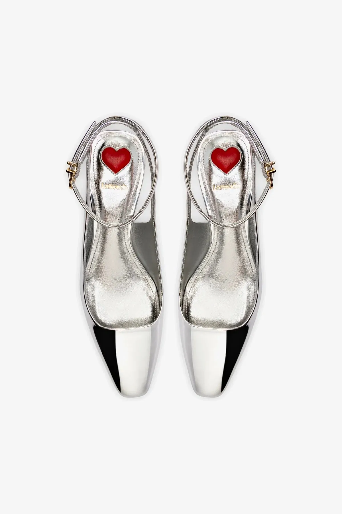 Amal Pump In Silver Specchio,Women Heel