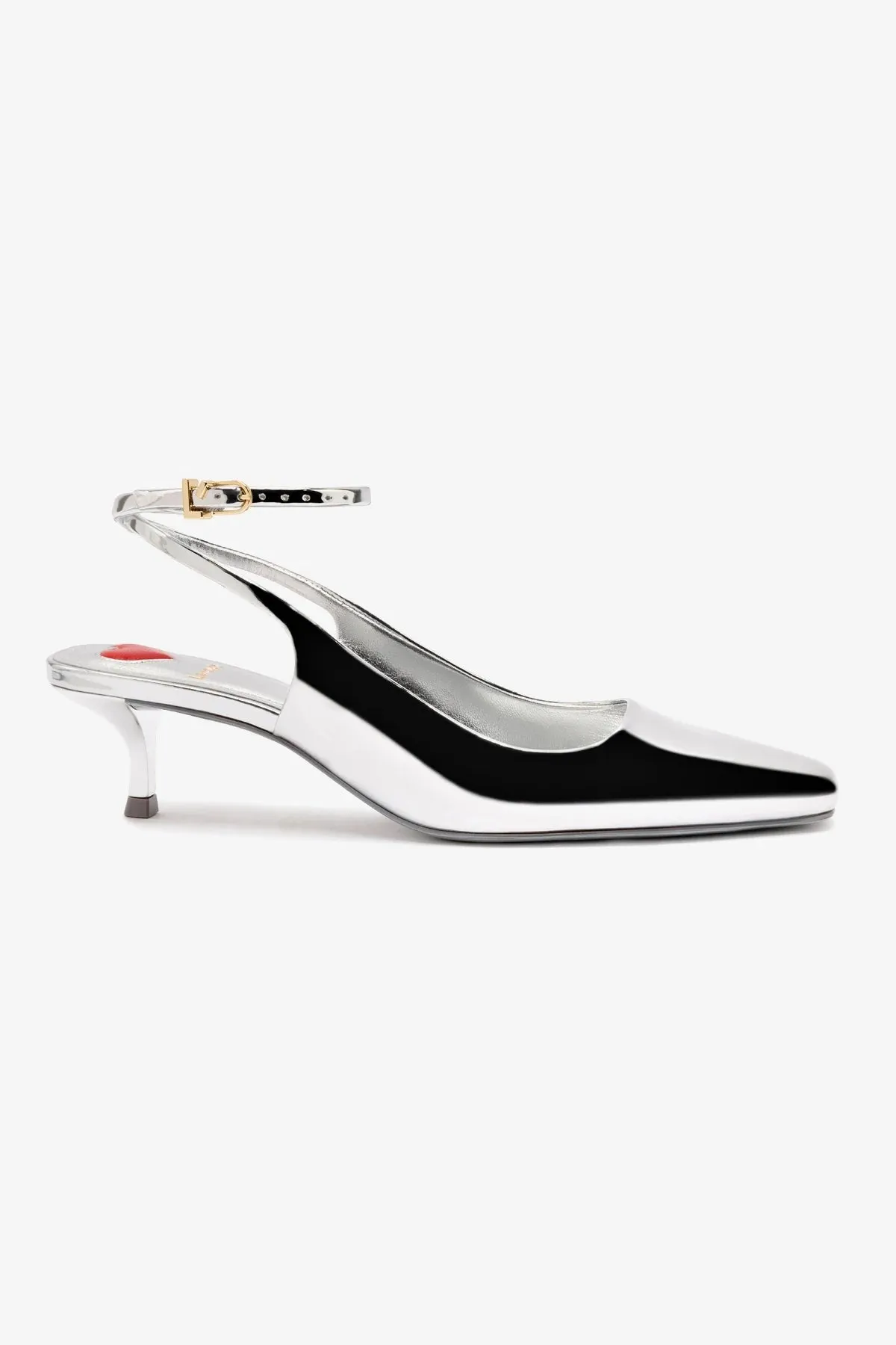 Amal Pump In Silver Specchio,Women Heel