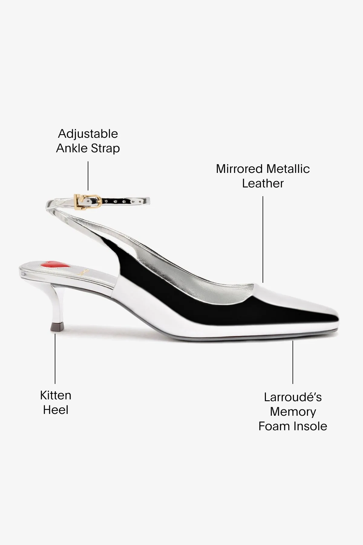 Amal Pump In Silver Specchio,Women Heel