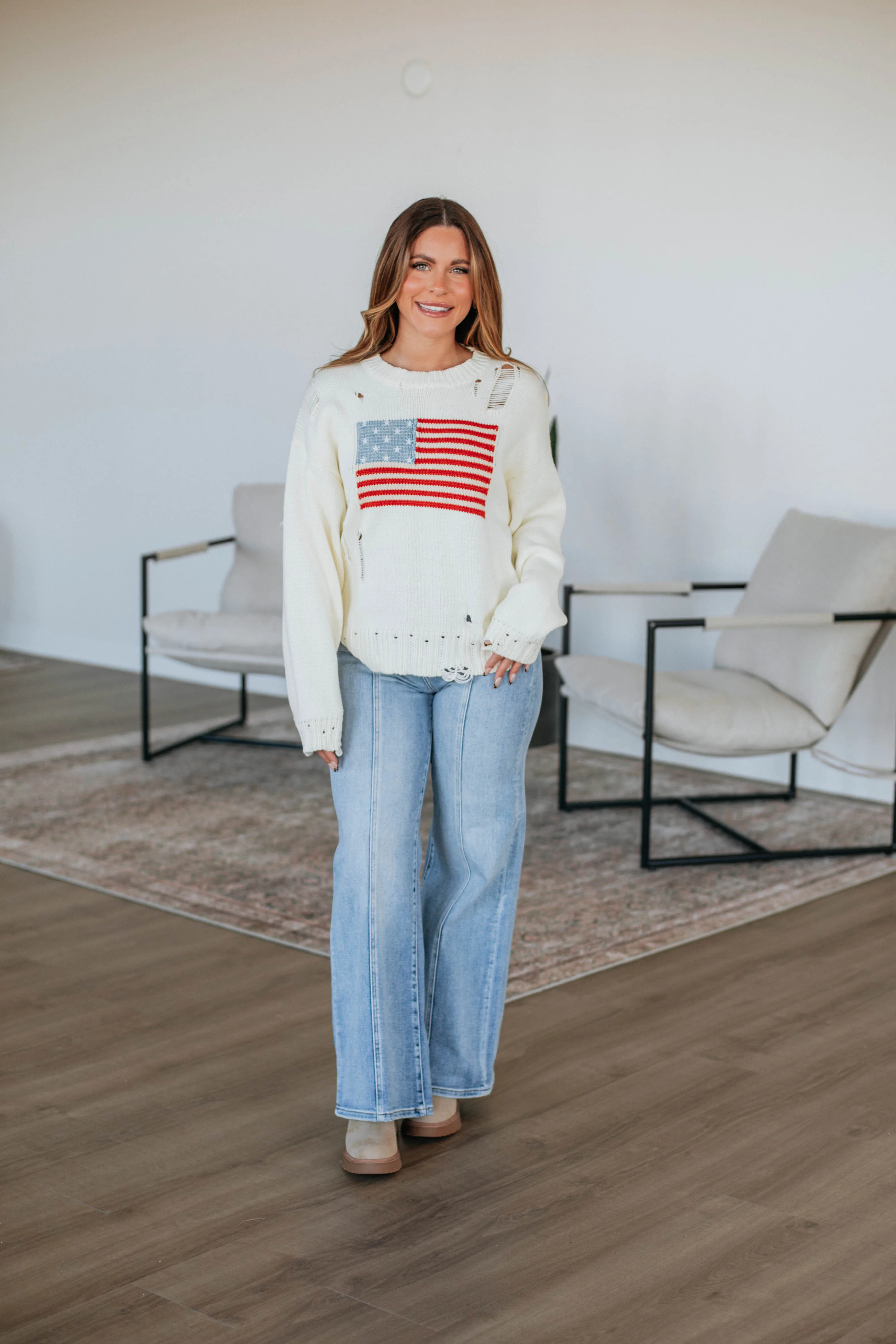 American Dreamin' Sweater - Cream,Women Sweater