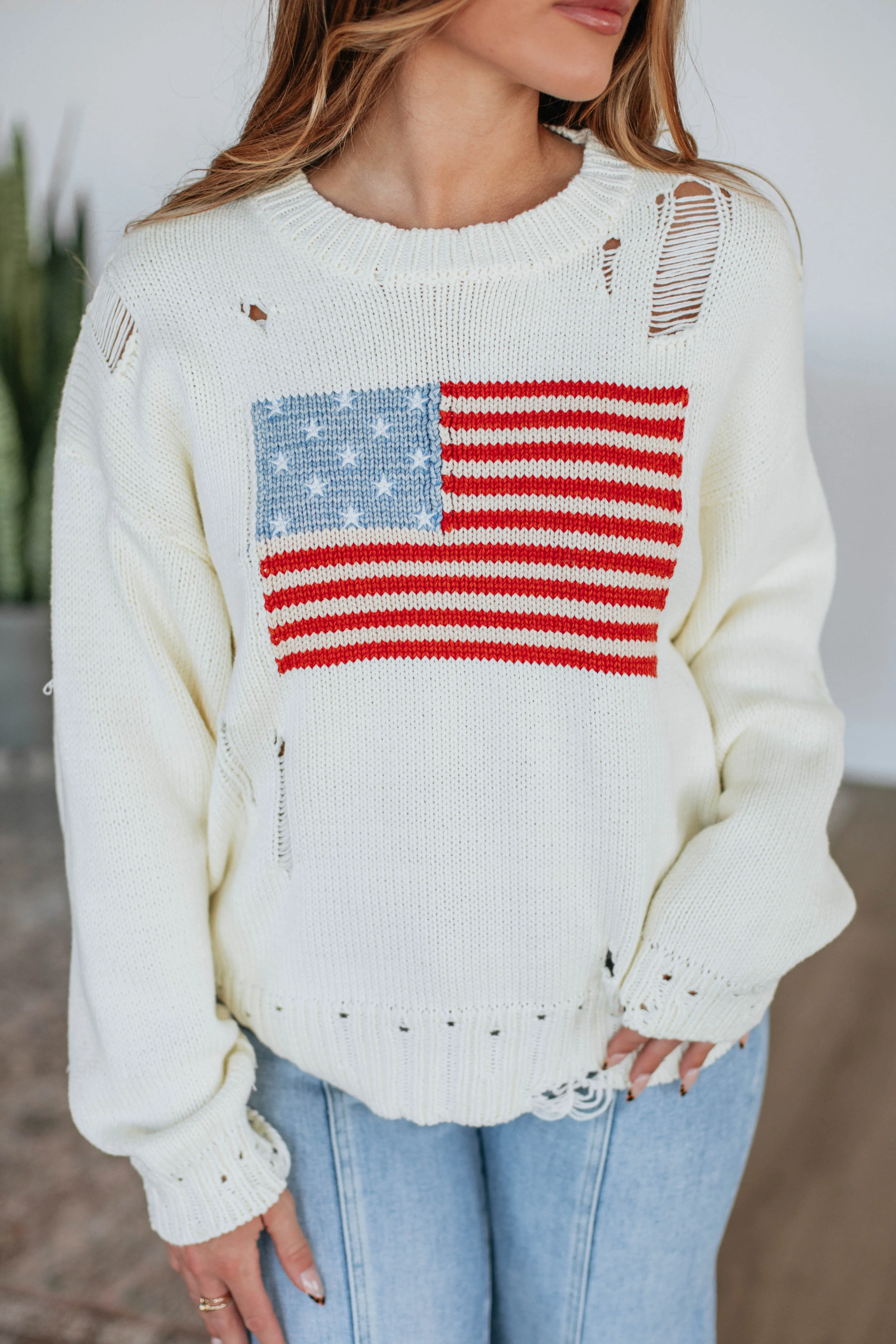 American Dreamin' Sweater - Cream,Women Sweater