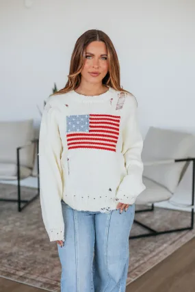 American Dreamin' Sweater - Cream,Women Sweater