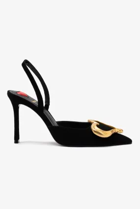 Amore Pump In Black Leather,Women Heel