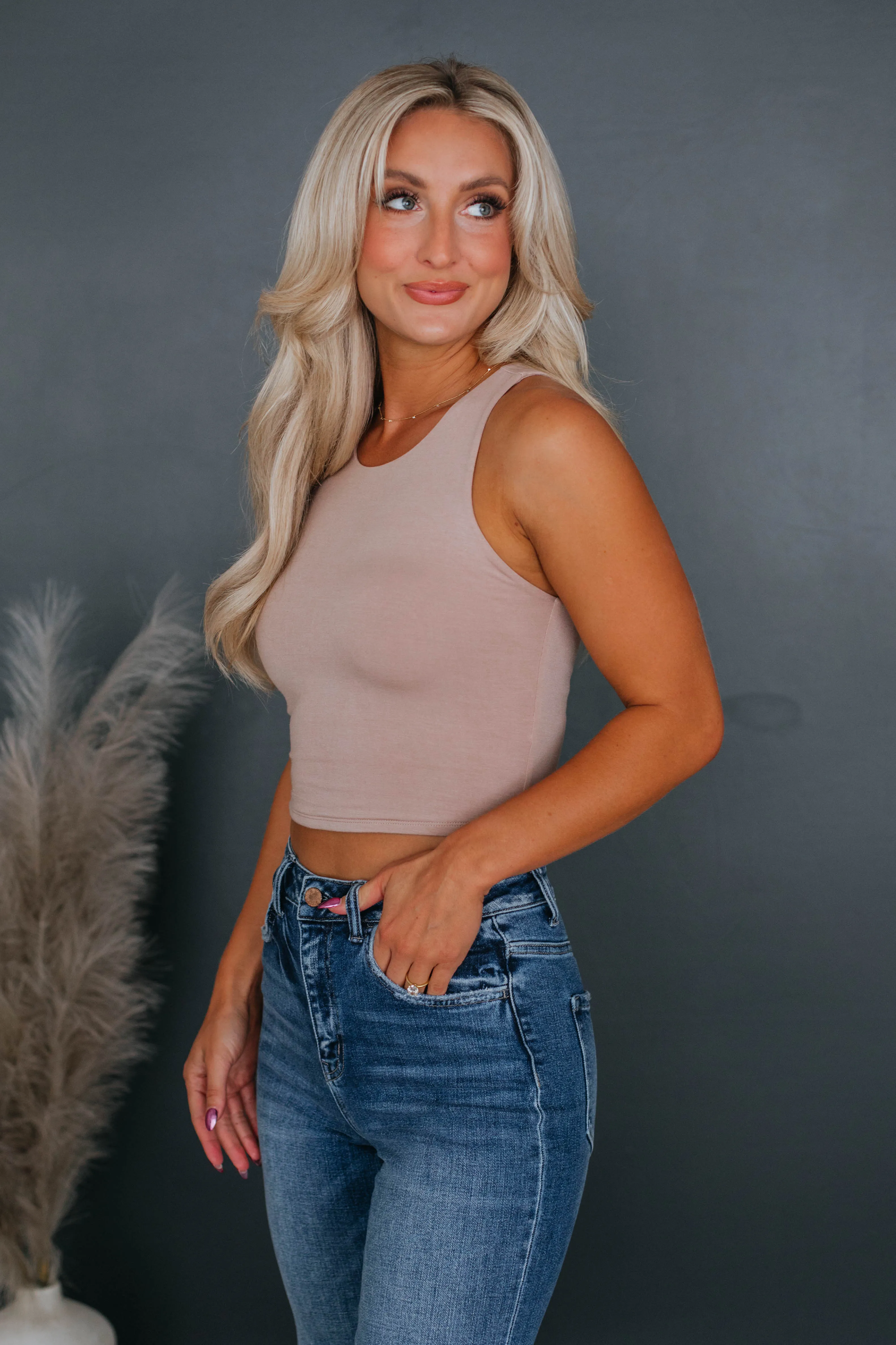 Angelina Basic Tank - Sand,Women Tank