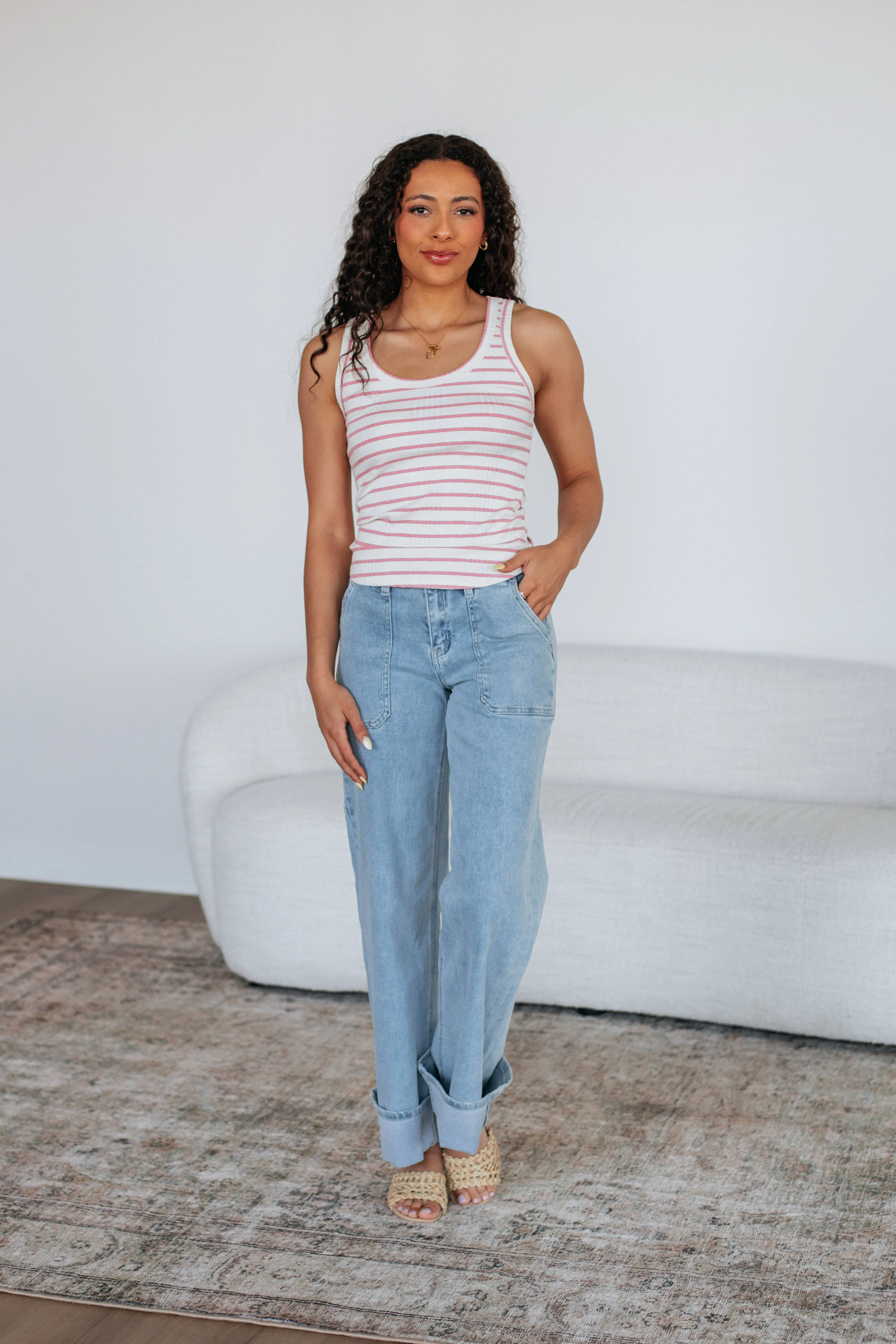 Ansley Striped Tank - Blush Mix,Women Tank