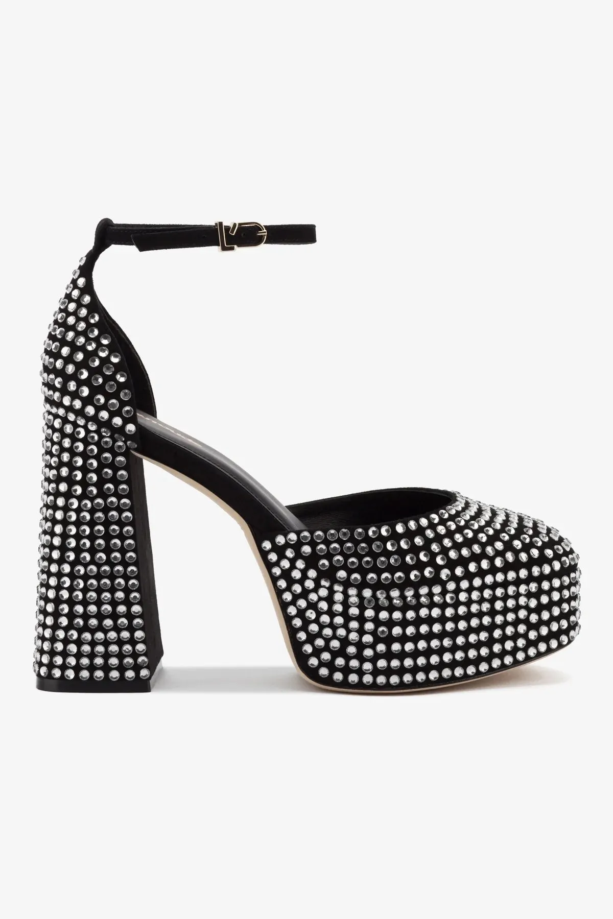 Ari Crystal Pump In Black Suede,Women Heel