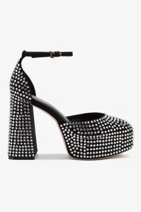 Ari Crystal Pump In Black Suede,Women Heel