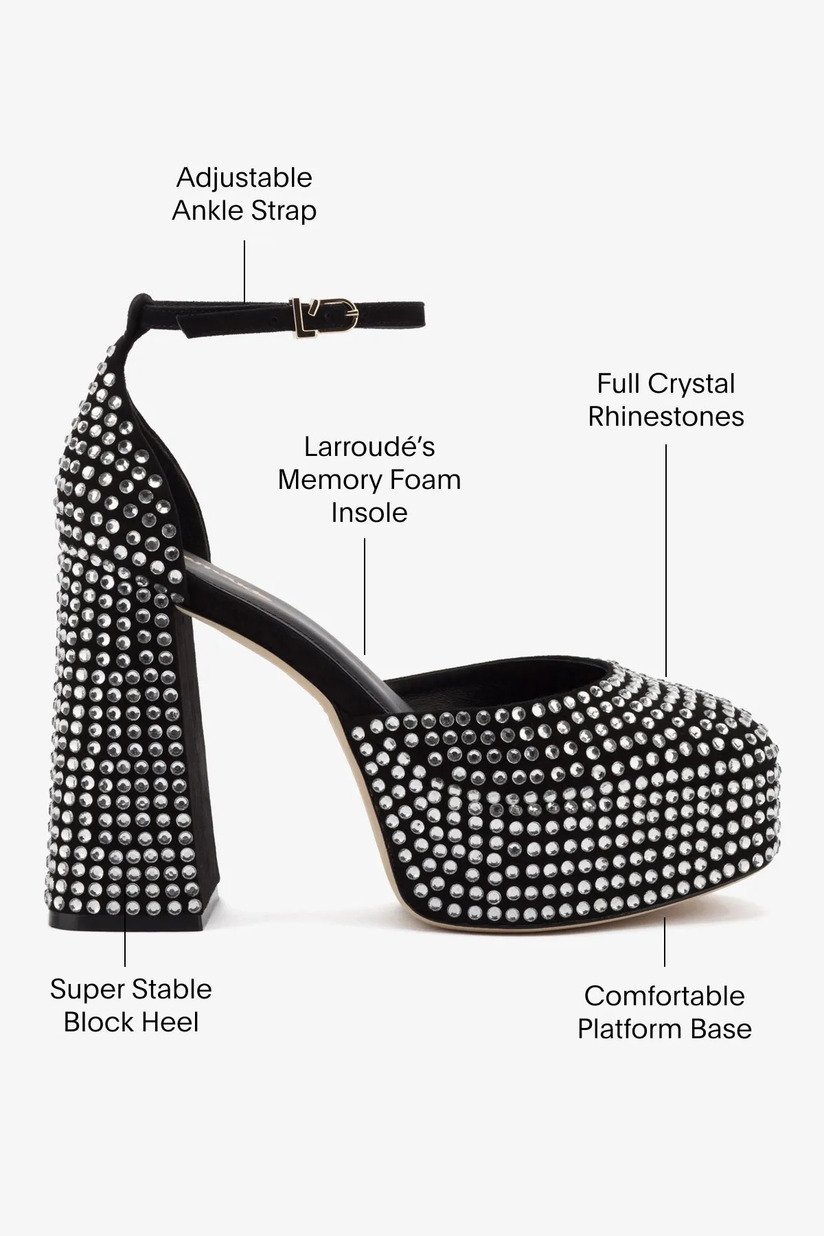 Ari Crystal Pump In Black Suede,Women Heel