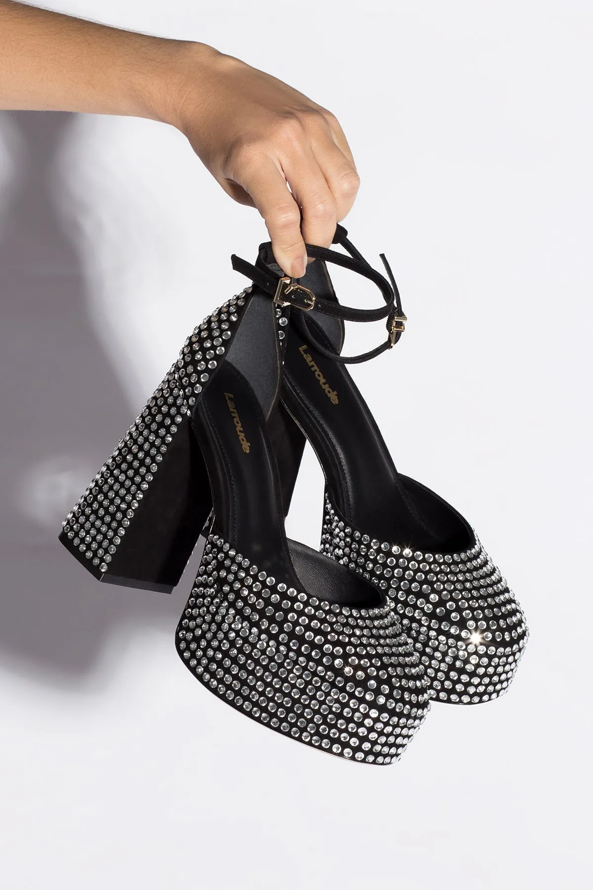 Ari Crystal Pump In Black Suede,Women Heel