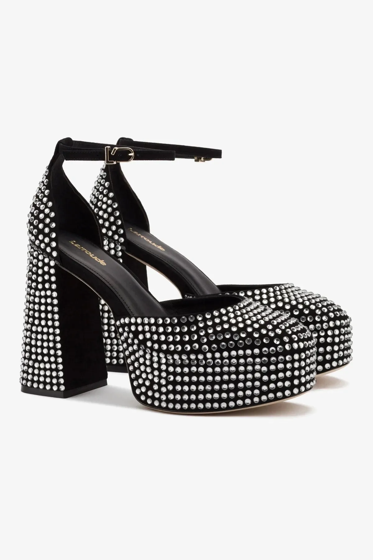 Ari Crystal Pump In Black Suede,Women Heel